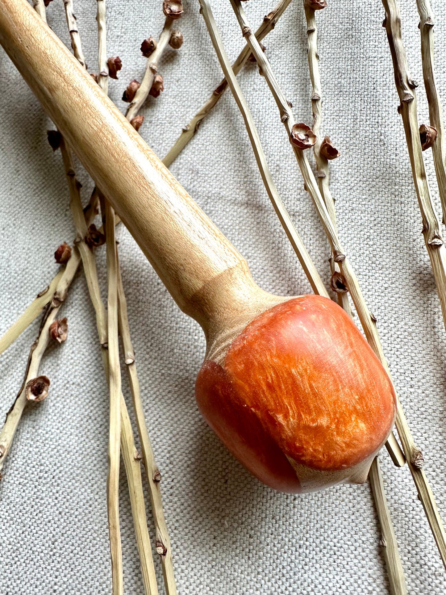 Locust with Orange Resin Support Spindle