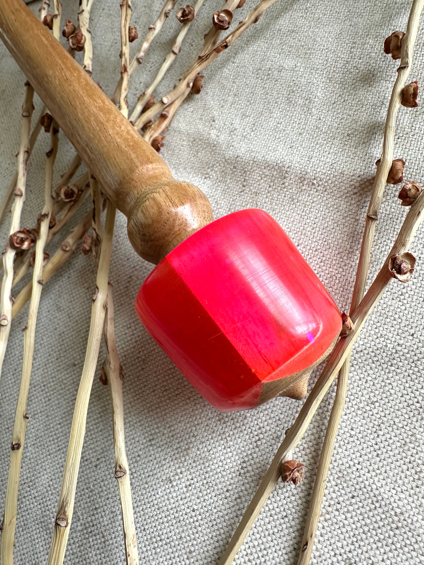 Chakte Viga Support Spindle With Pink Resin