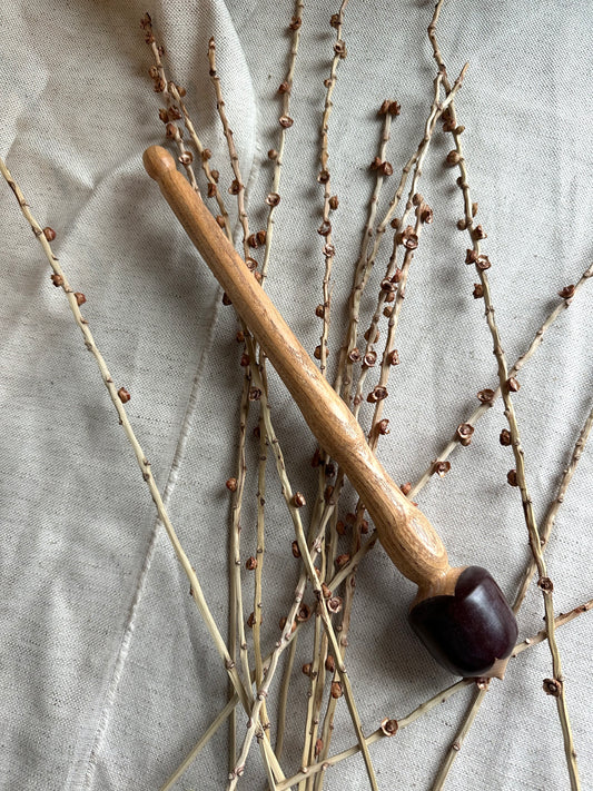 Honey Locust Support Spindle With Aubergine Resin
