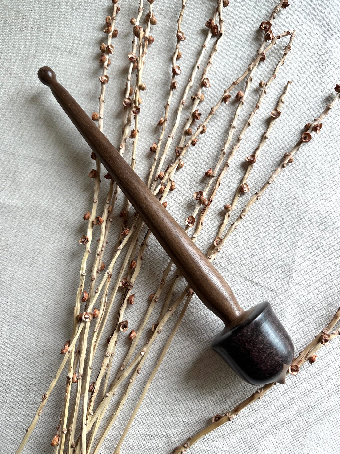 Walnut Support Spindle With Brown Resin