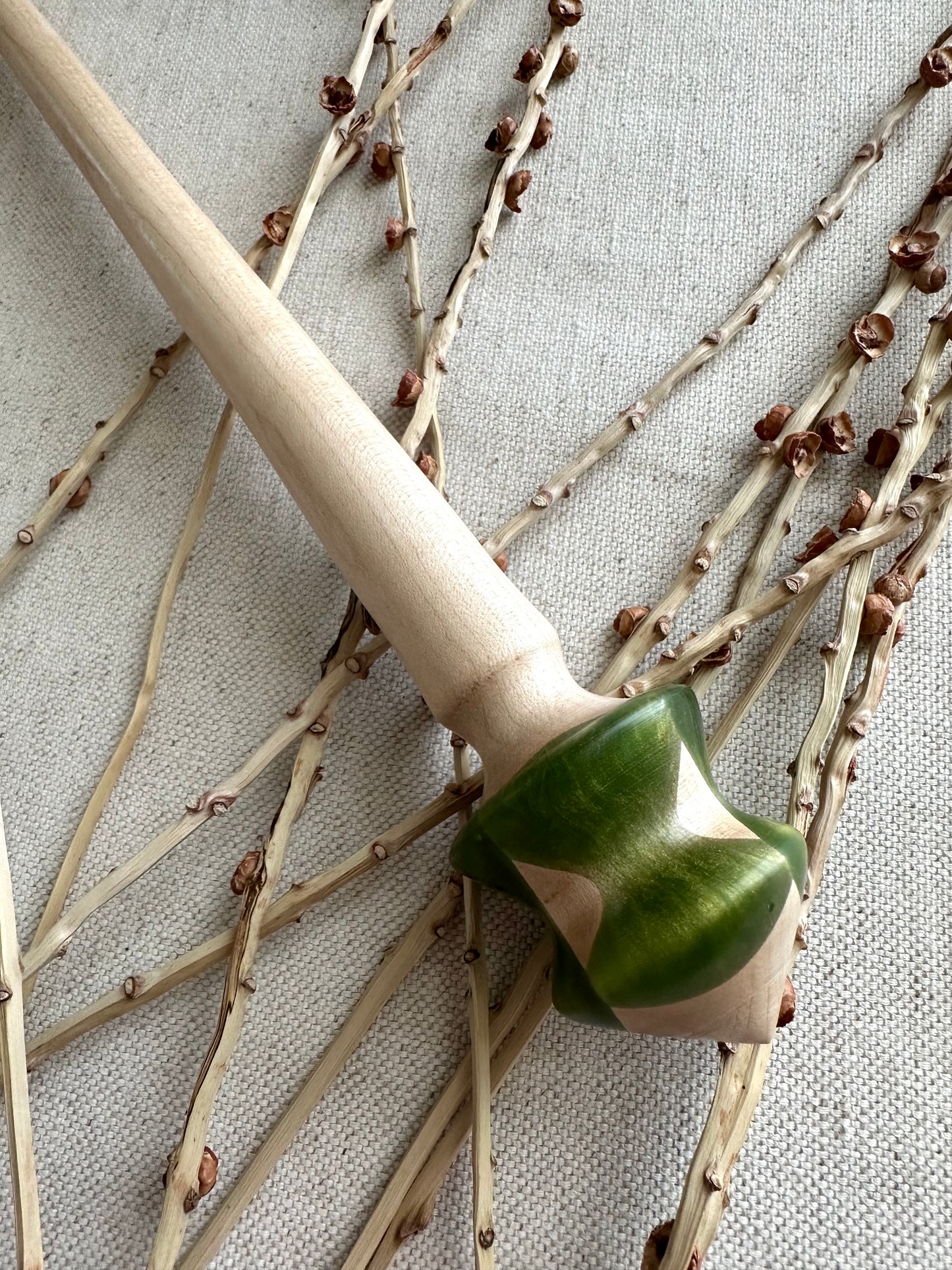 Hard Maple Support Spindle With Green Resin