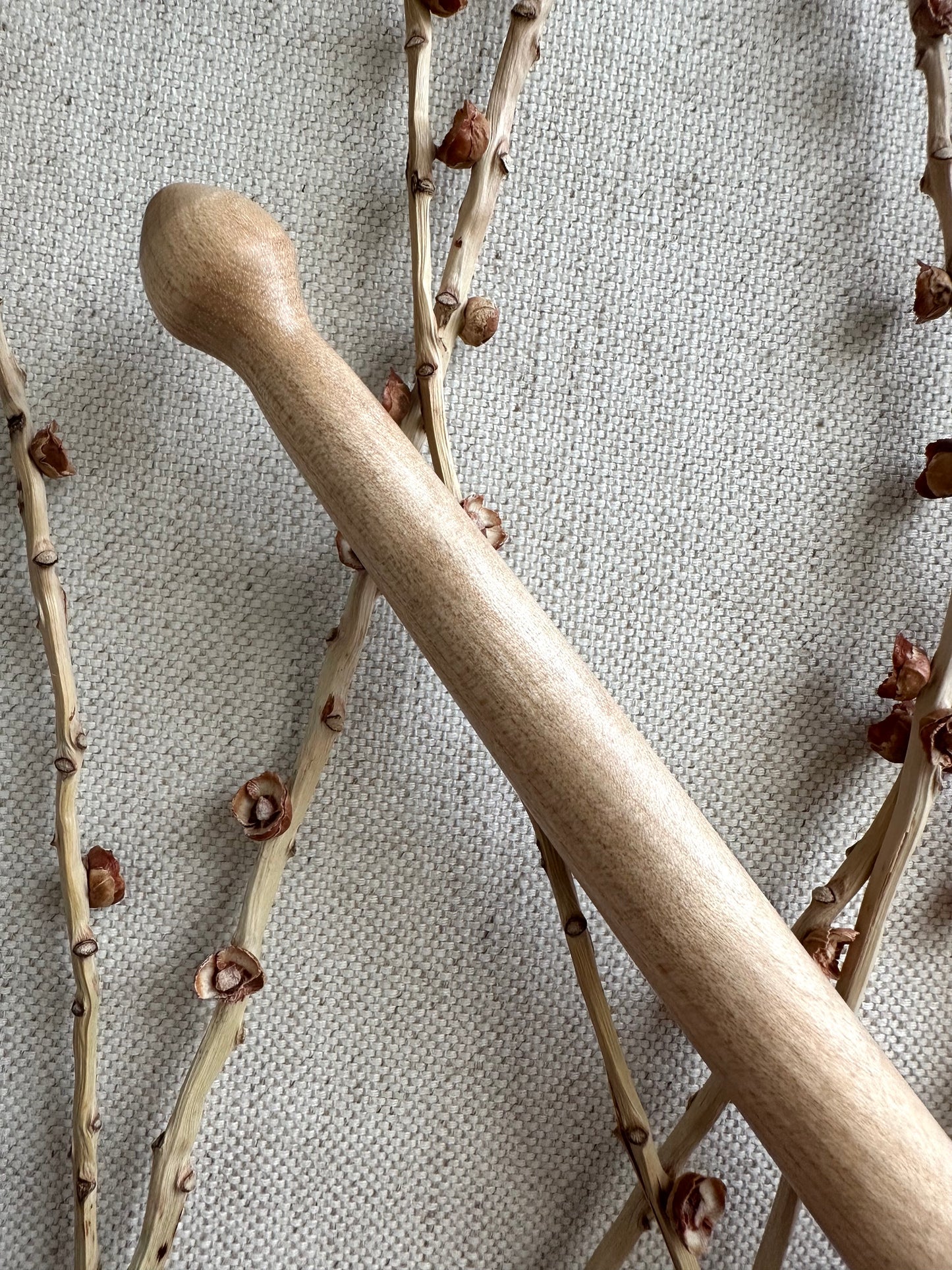 Flame Birch Support Spindle With Aubergine Resin
