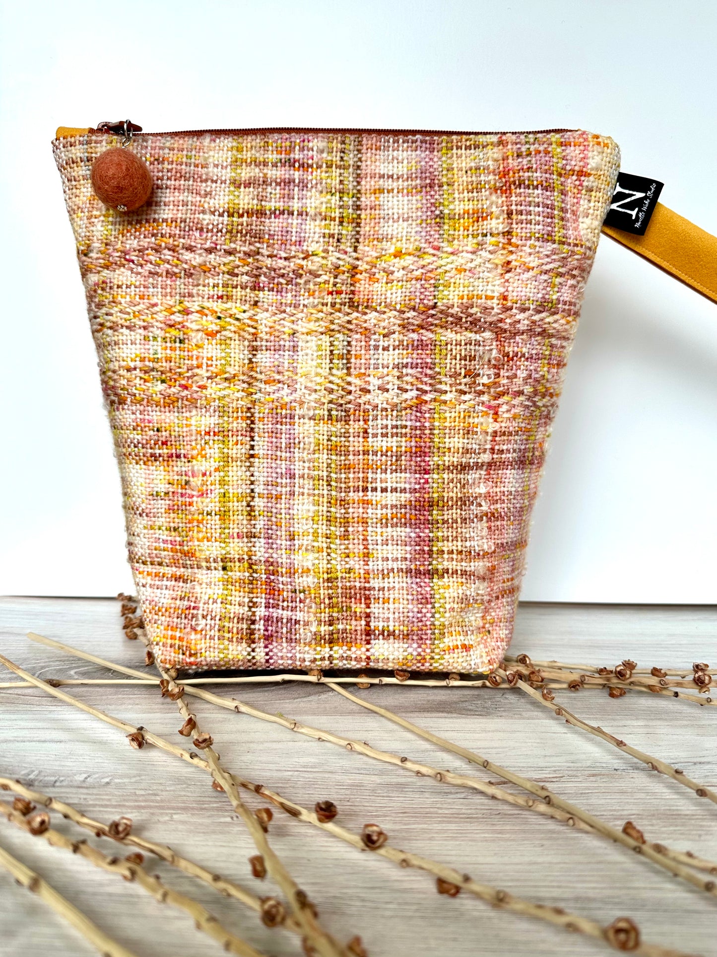 Yellow Pink Orange Handwoven Project Bag