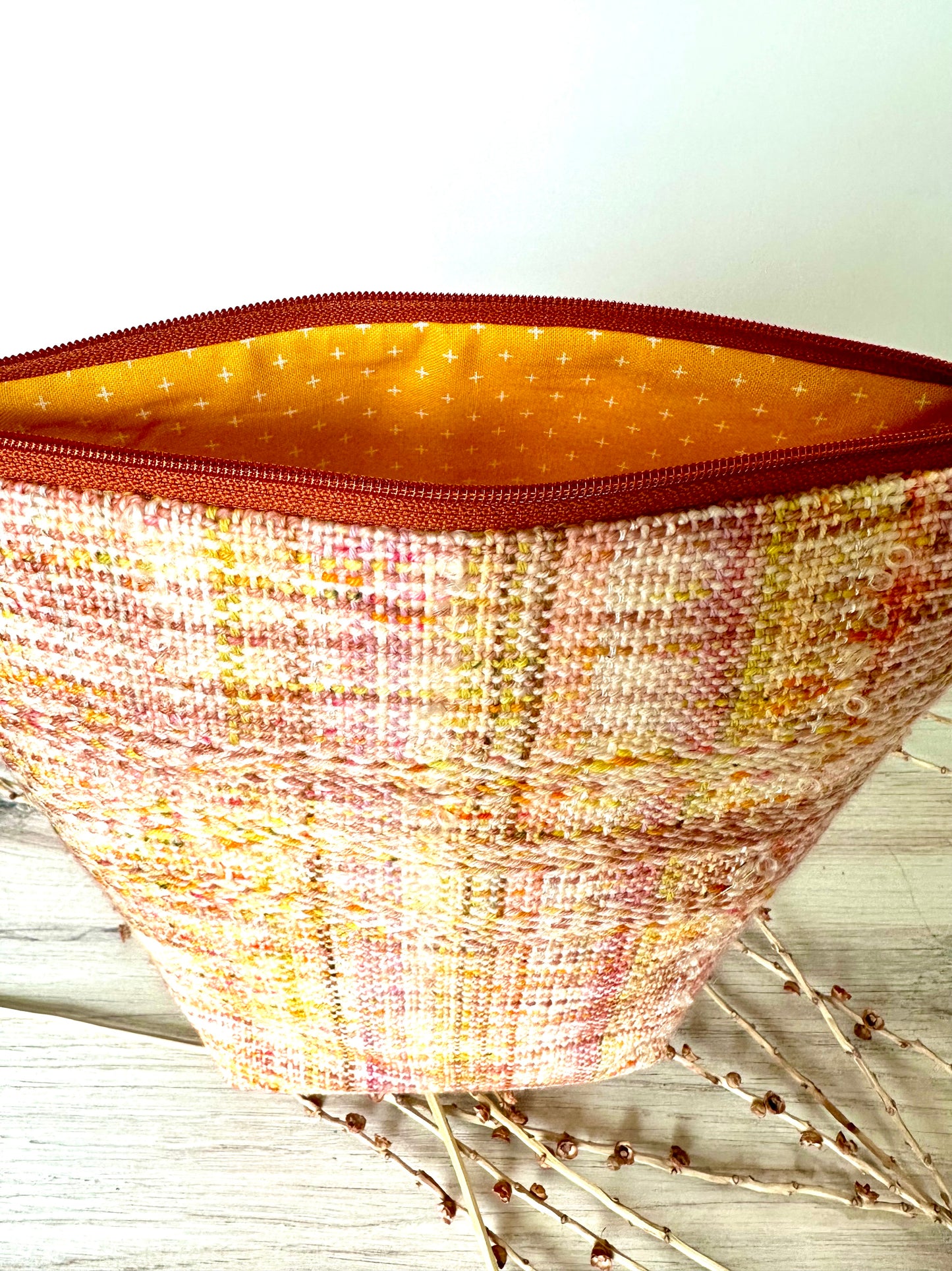 Yellow Pink Orange Handwoven Project Bag