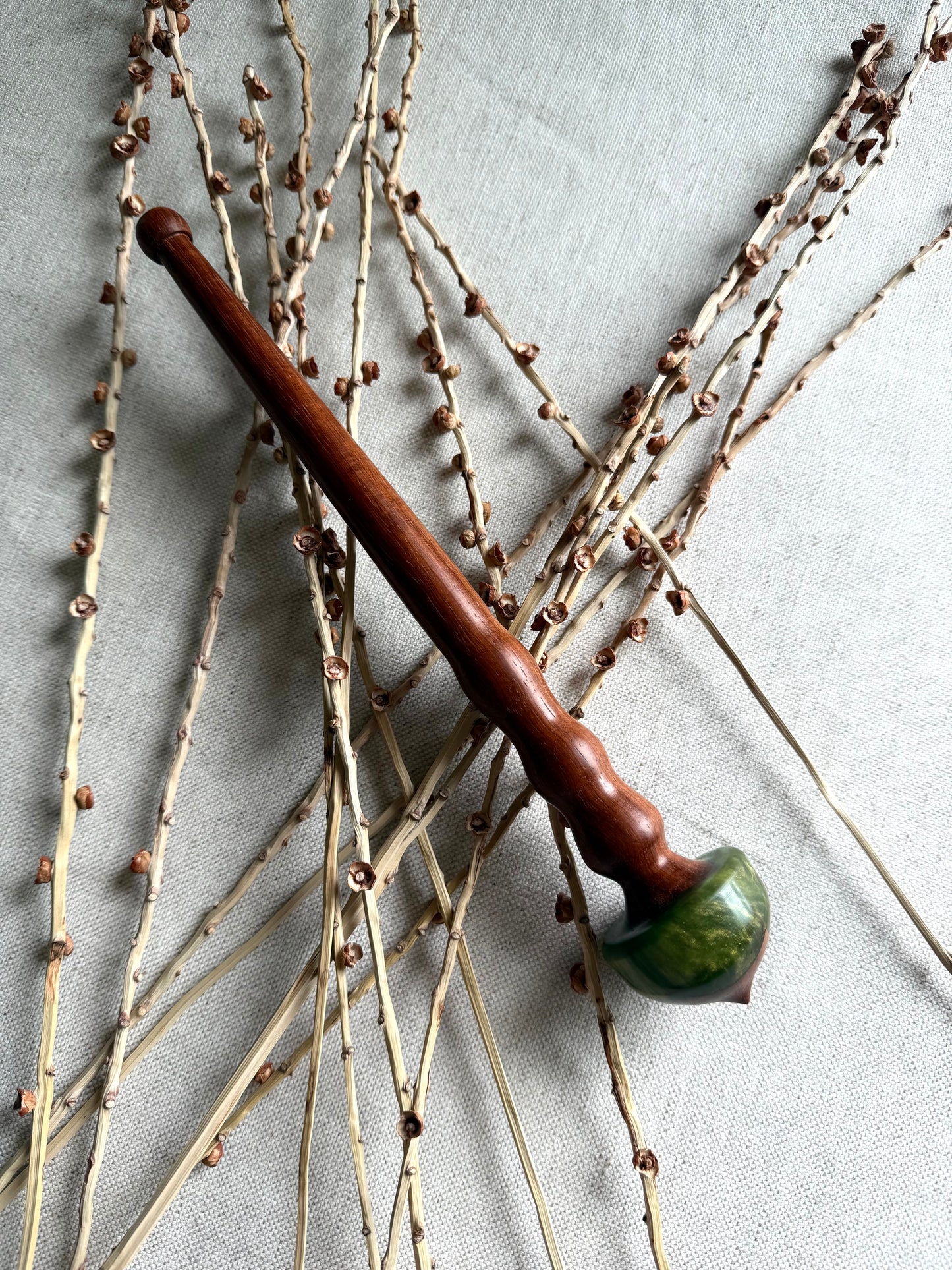 African Mahogany Support Spindle With Green Resin