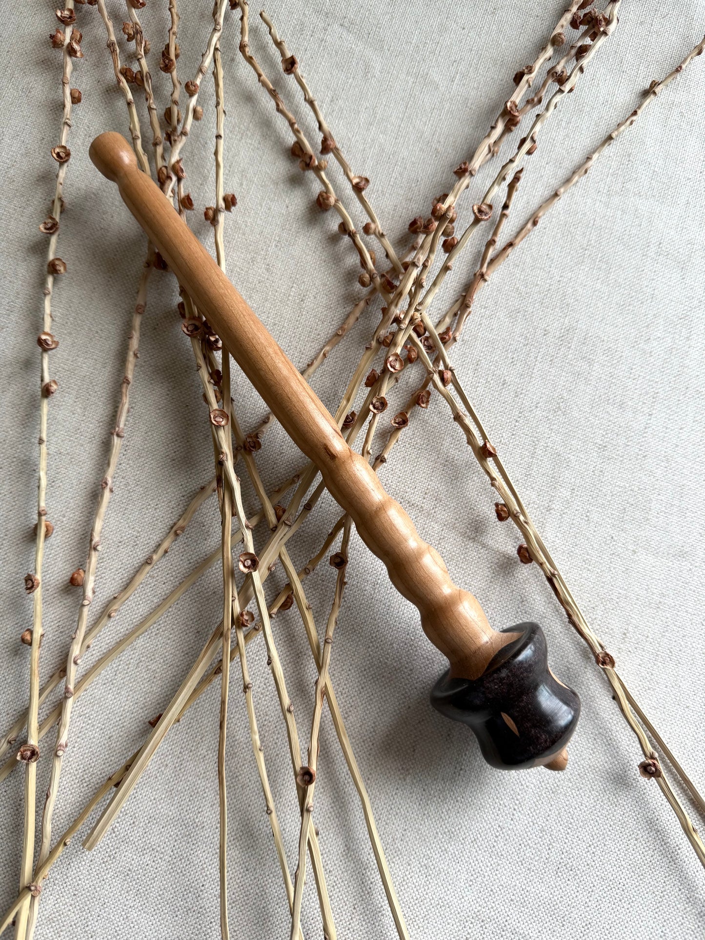 Hard Maple Support Spindle With Brown Resin