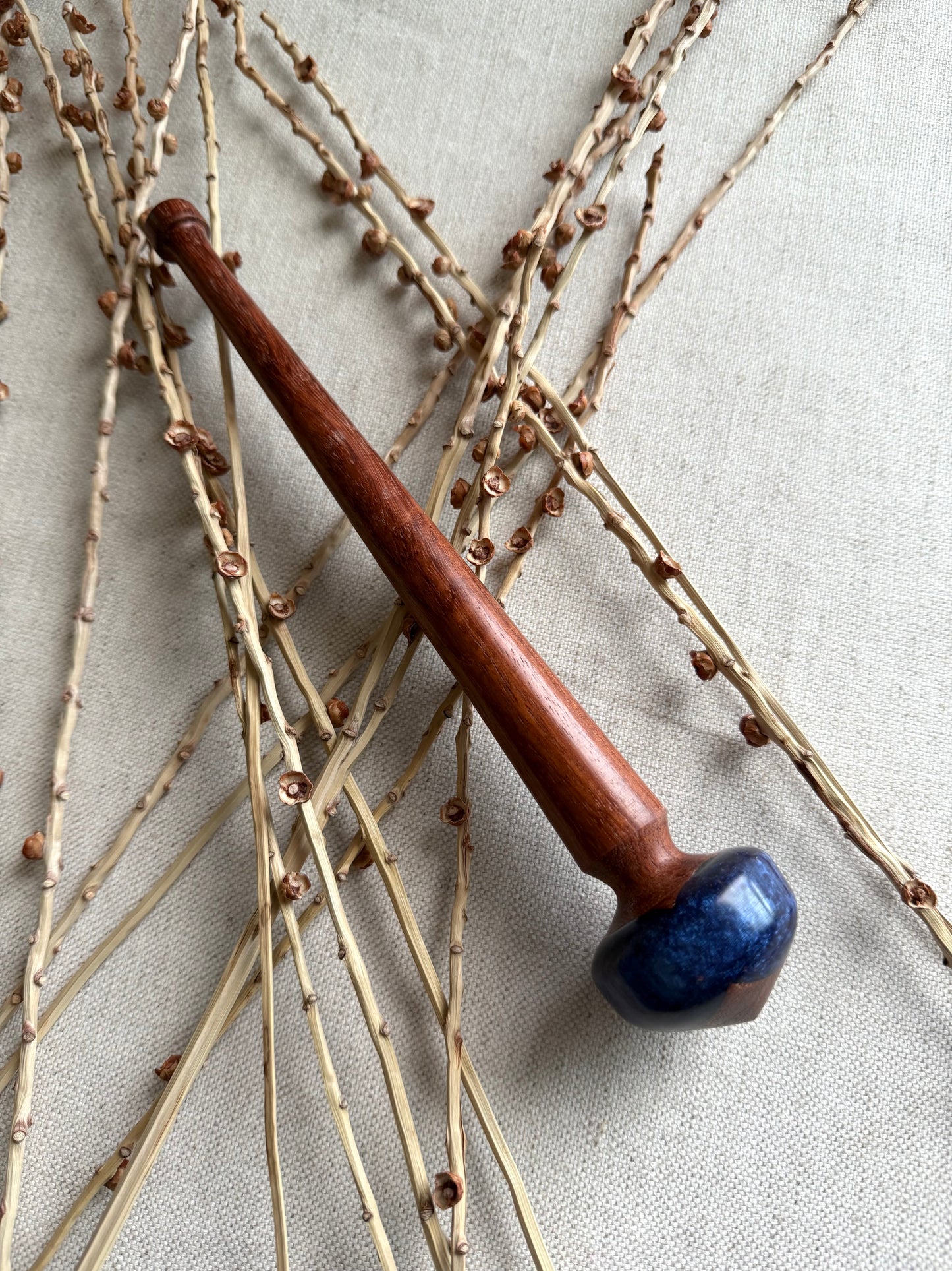 Nicaraguan Rosewood Support Spindle With Blue Resin