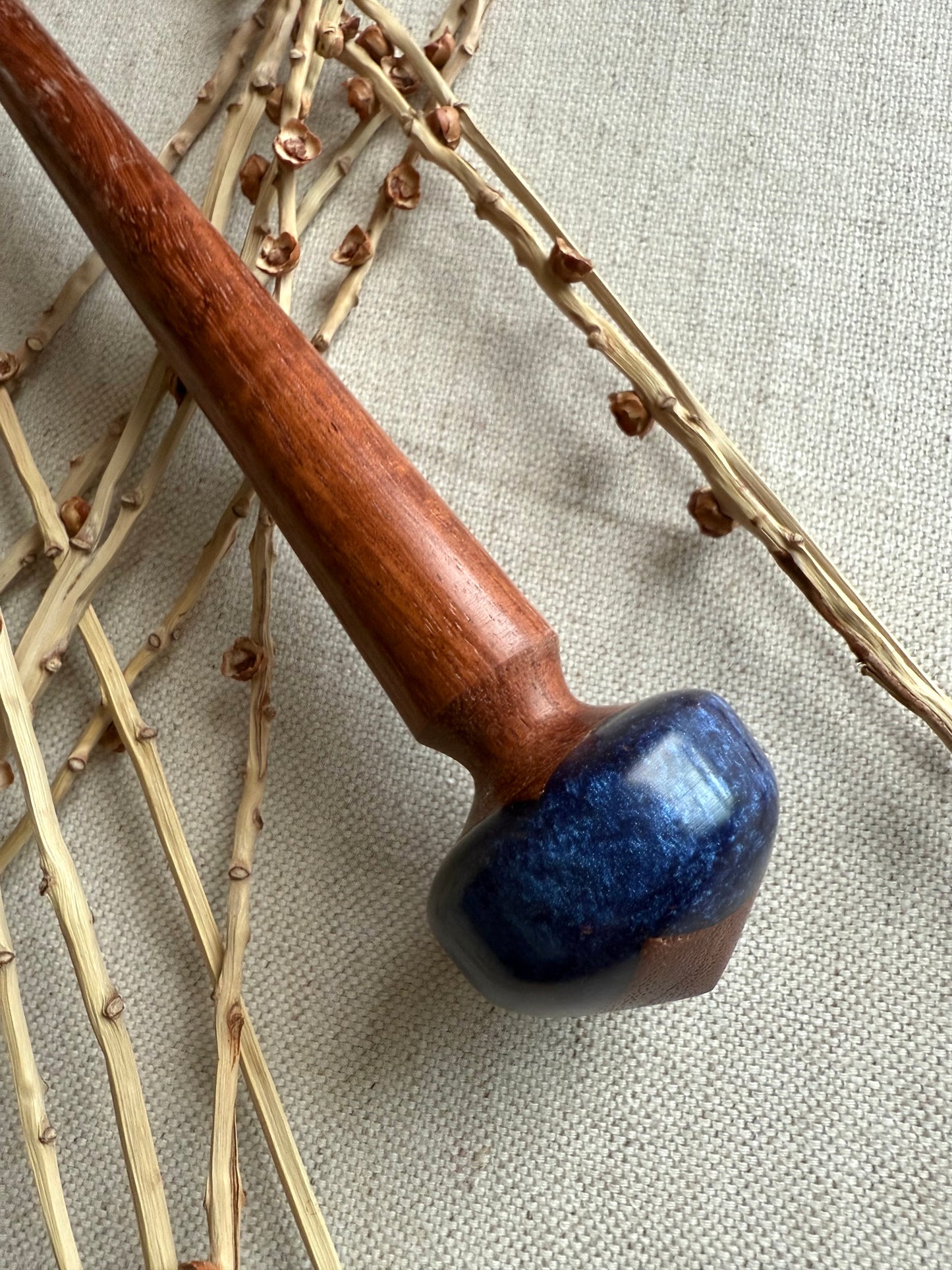 Nicaraguan Rosewood Support Spindle With Blue Resin