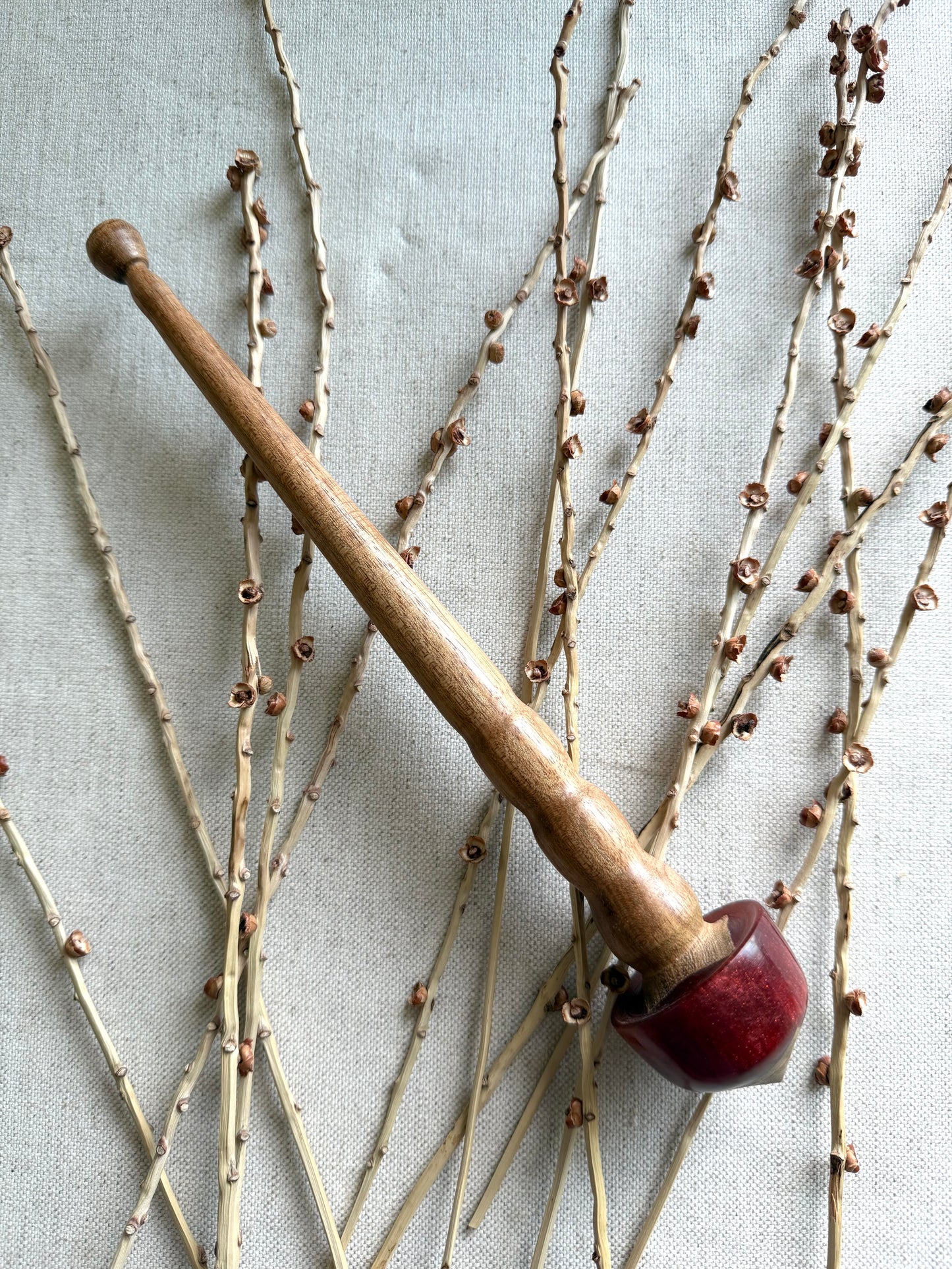 Cherry Support Spindle With Rusty Red Resin