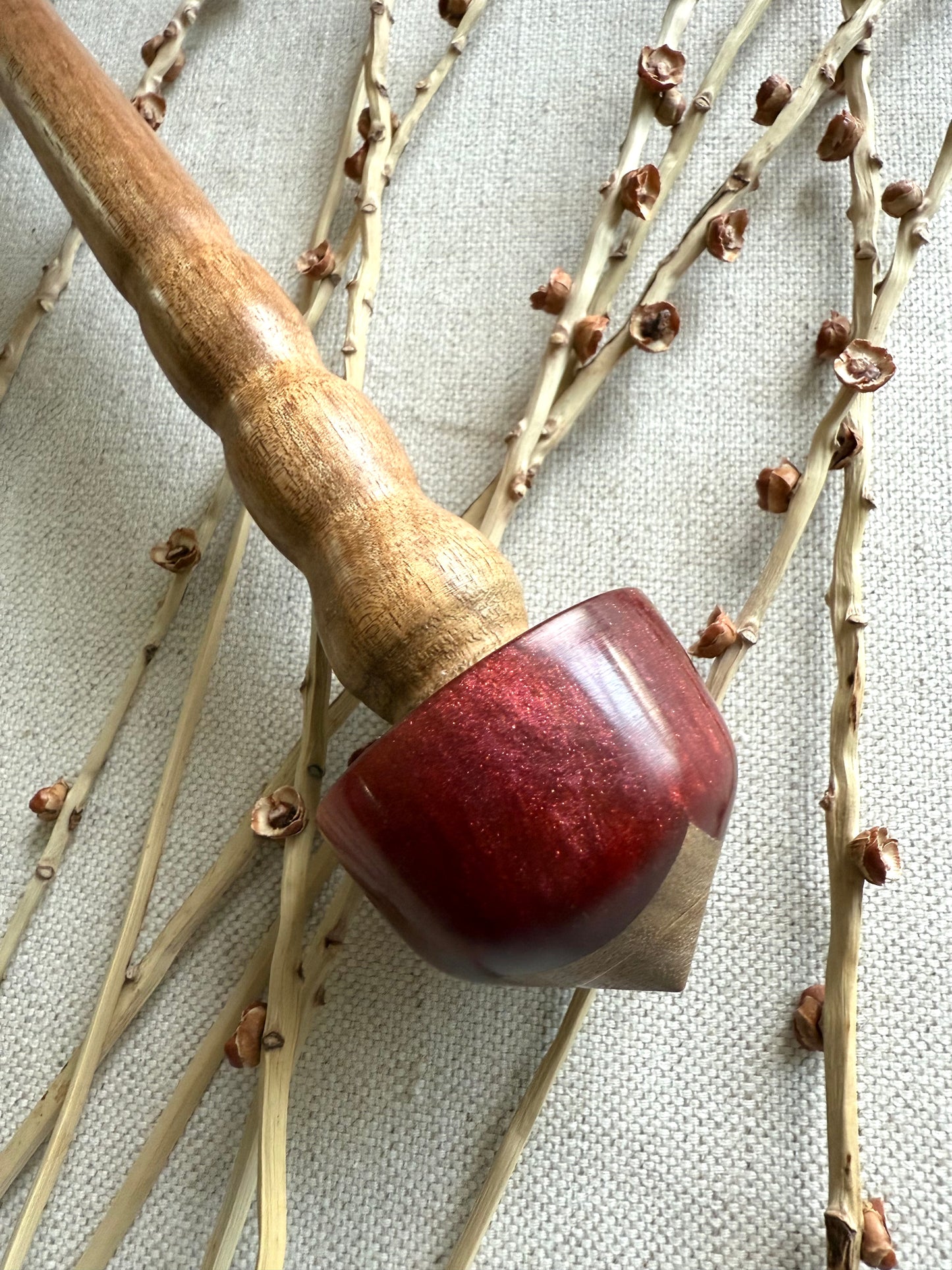 Cherry Support Spindle With Rusty Red Resin