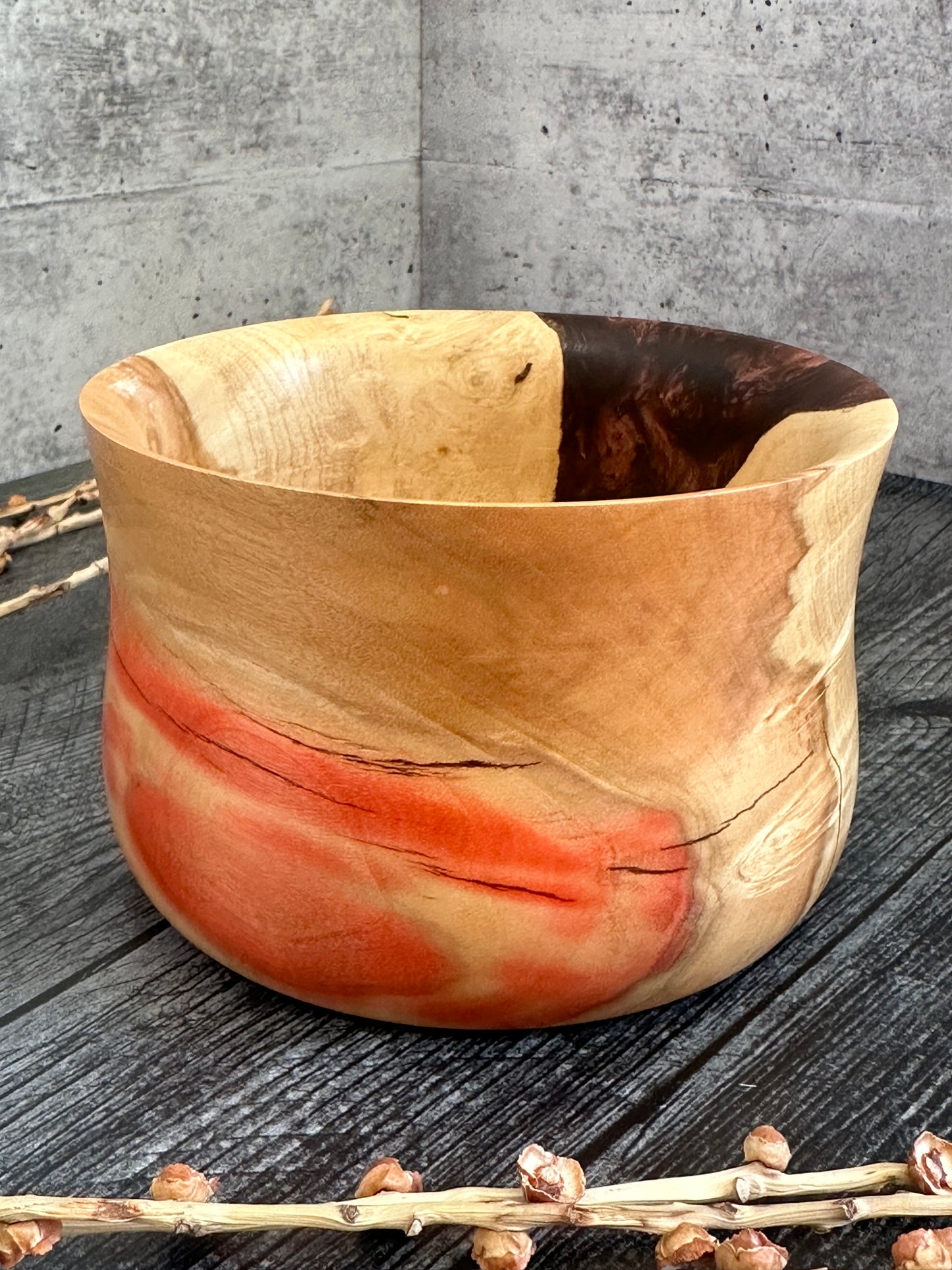 Flaming Box Elder Bronze Resin Hand Turned Bowl