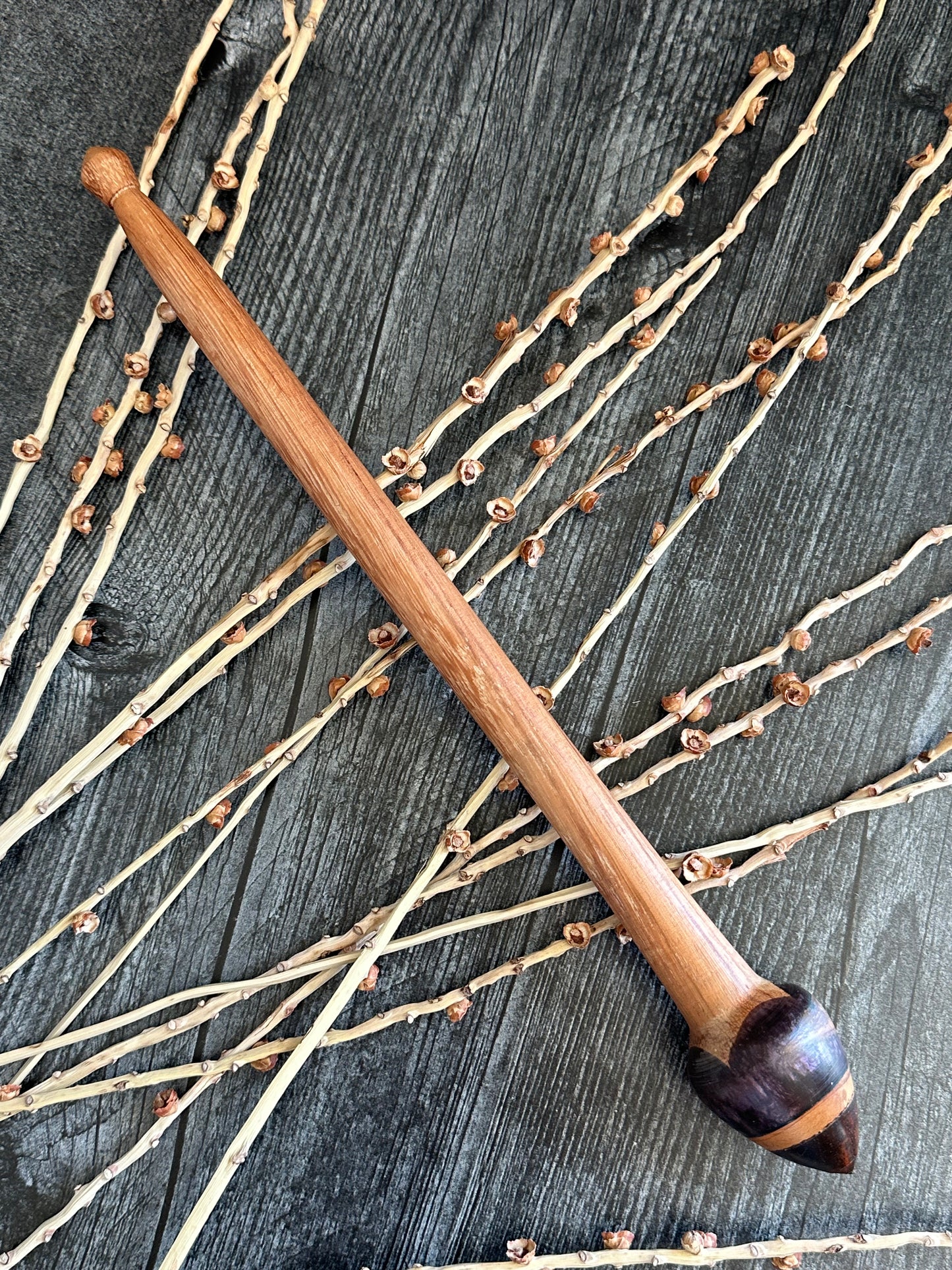 Exotic Wood Support Spindle With Purple Resin