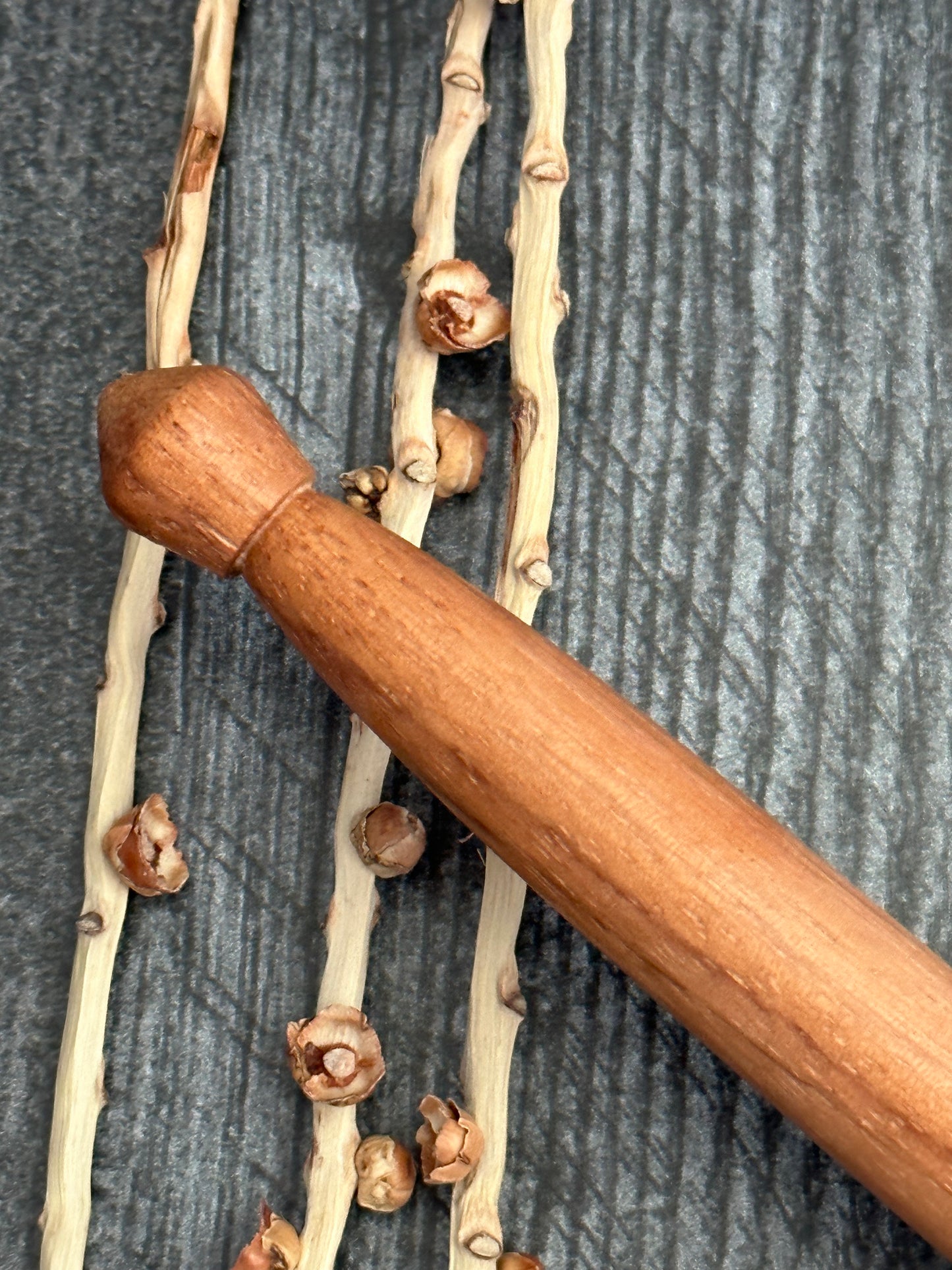 Exotic Wood Support Spindle With Purple Resin