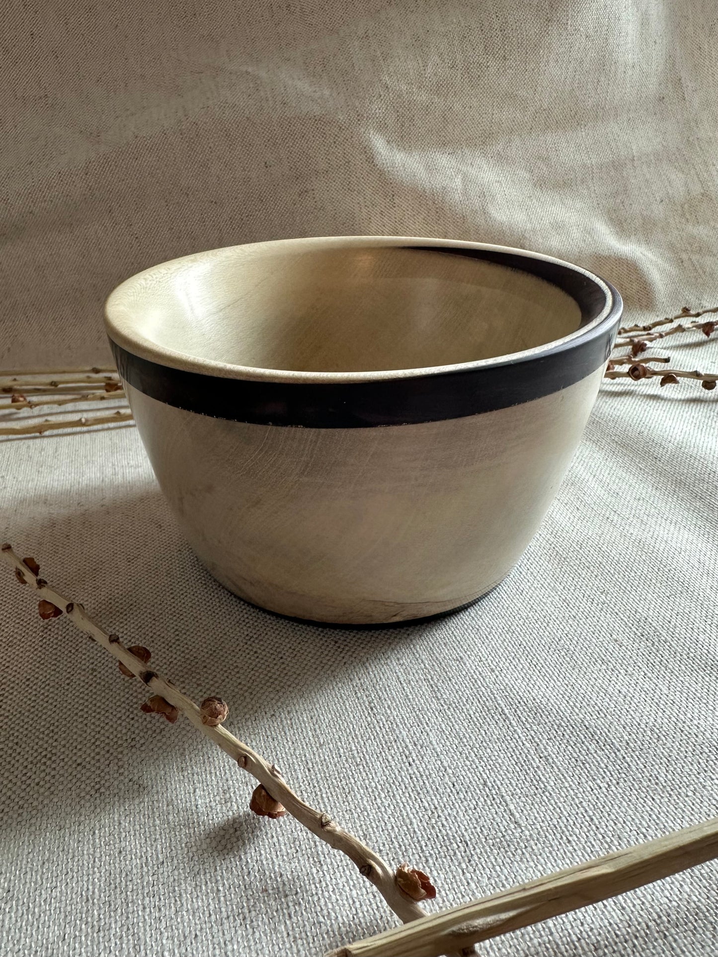 Fruitwood With Black Resin Hand Turned Bowl