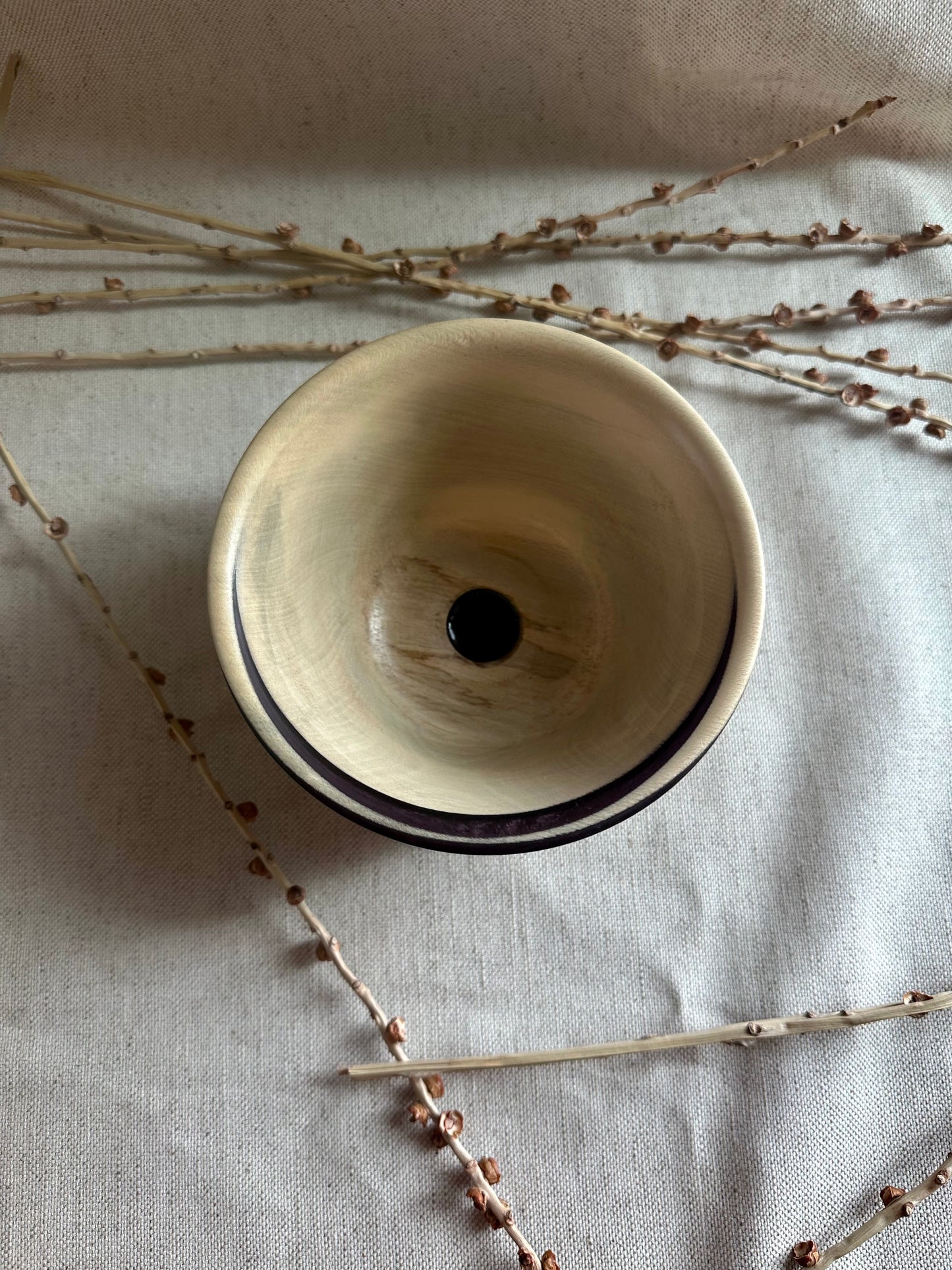Fruitwood With Black Resin Hand Turned Bowl