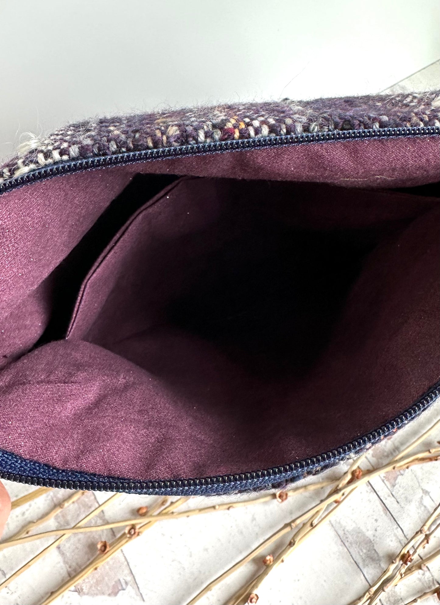 Plum Navy Handwoven Project Bag