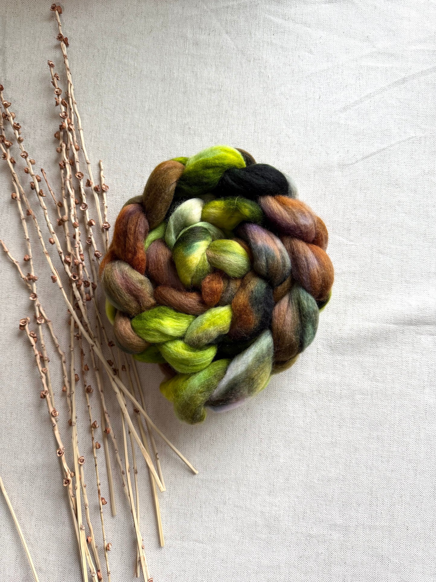 Grass Clippings Merino Top Spinning Fiber