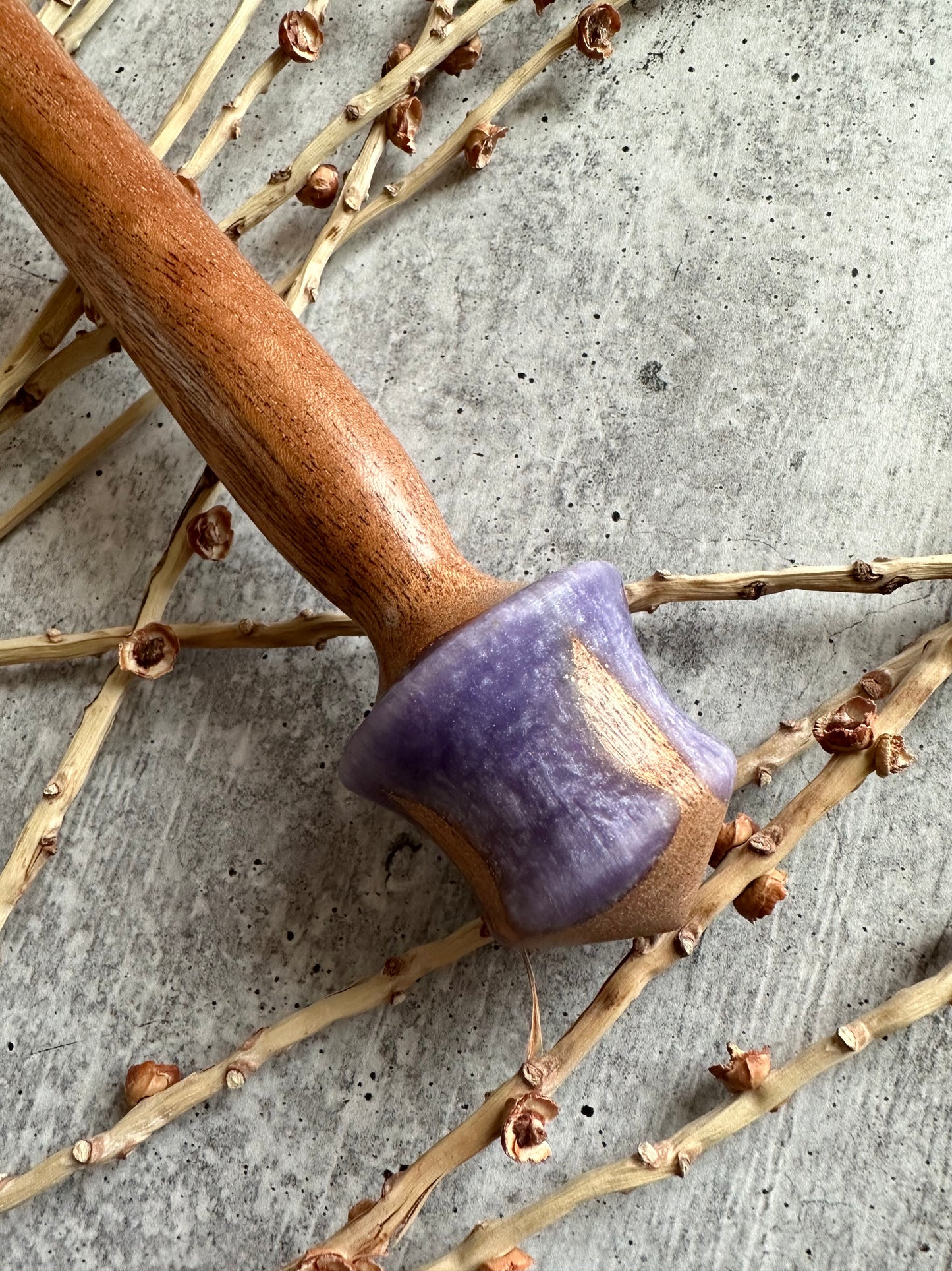 African Mahogany Support Spindle With Lavender Resin
