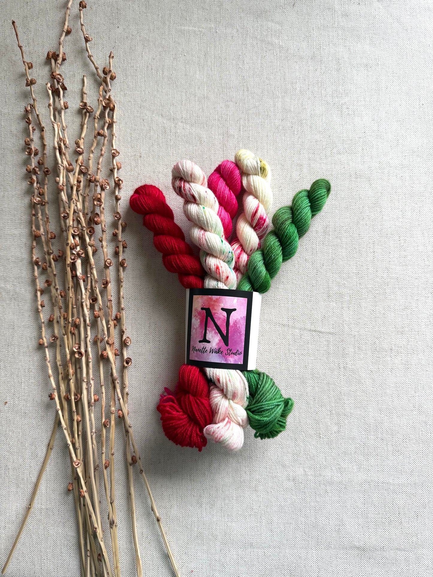 Twinkling Holly - SW Merino Nylon Mini Skein Set