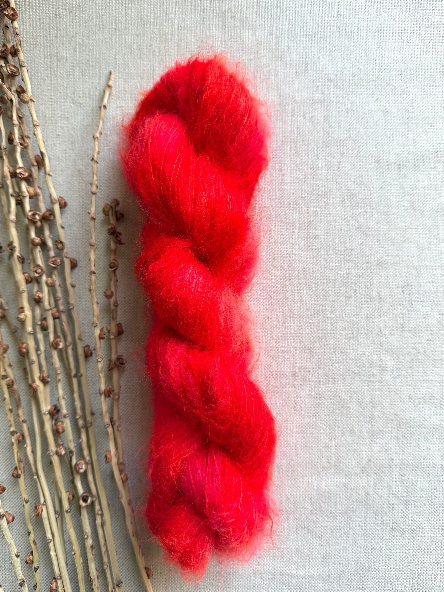 Shocking Red Kid Mohair Silk
