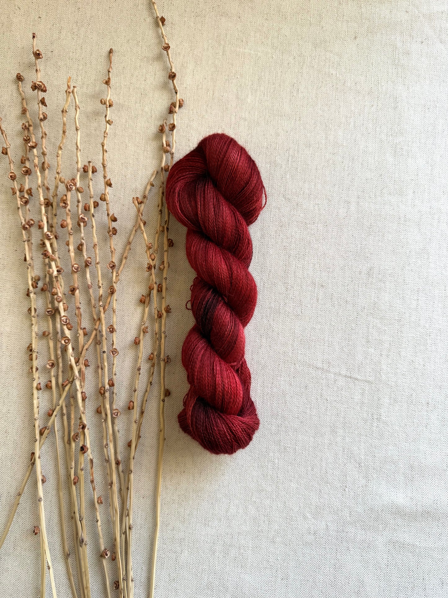 Rust Baby Alpaca Mulberry Silk Lace