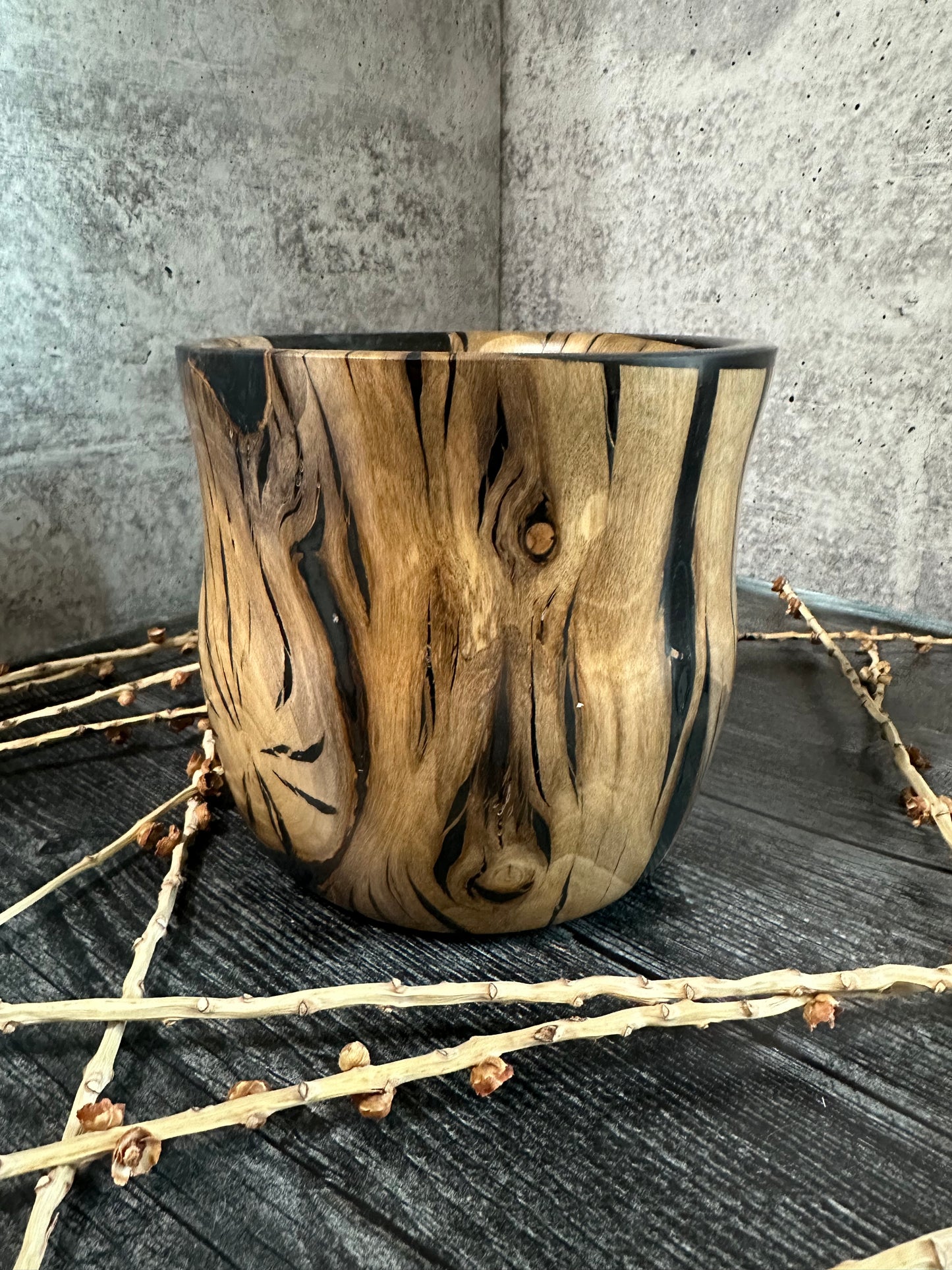 Laurel with Black Resin Hand Turned Bowl