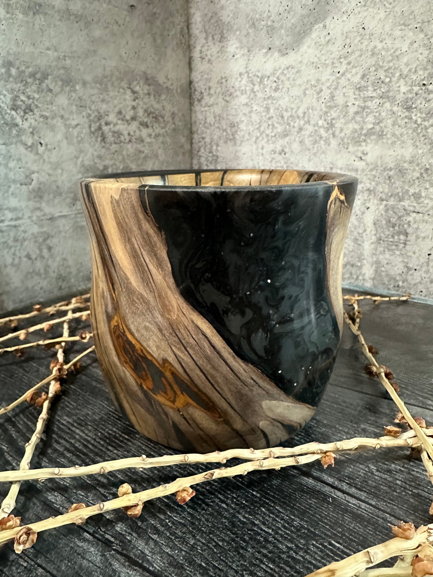 Laurel with Black Resin Hand Turned Bowl