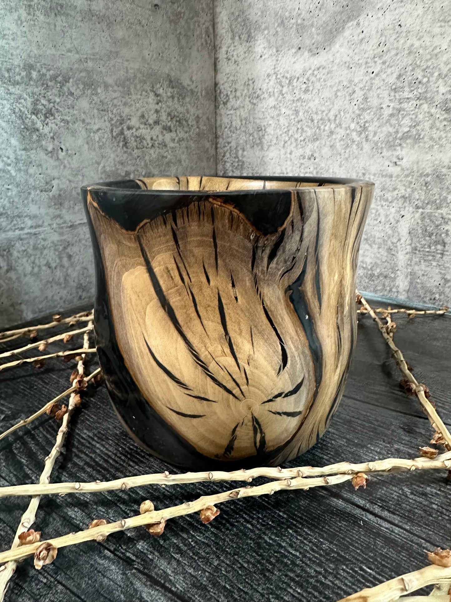 Laurel with Black Resin Hand Turned Bowl