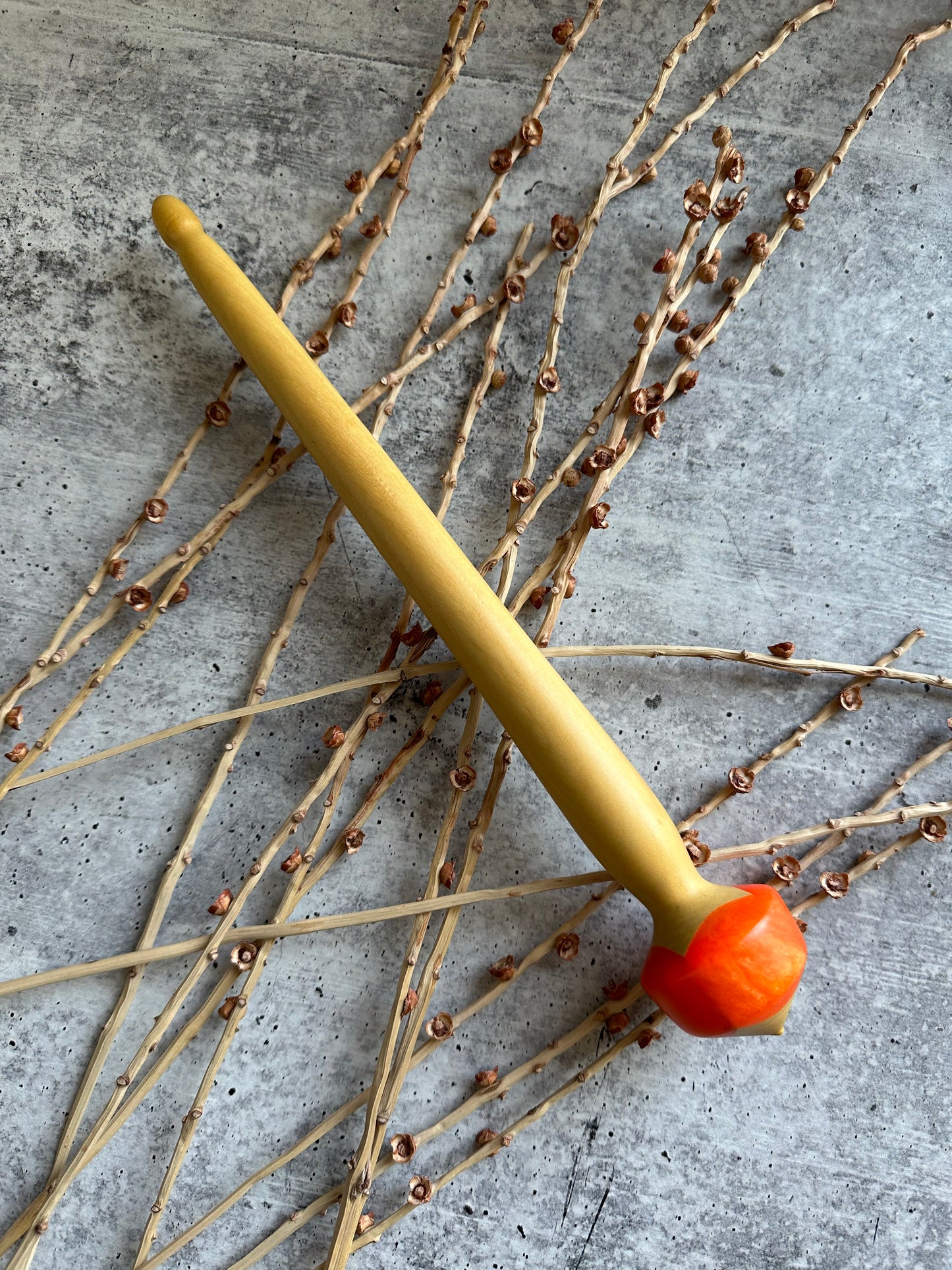 Yellowheart Support Spindle With Orange Resin