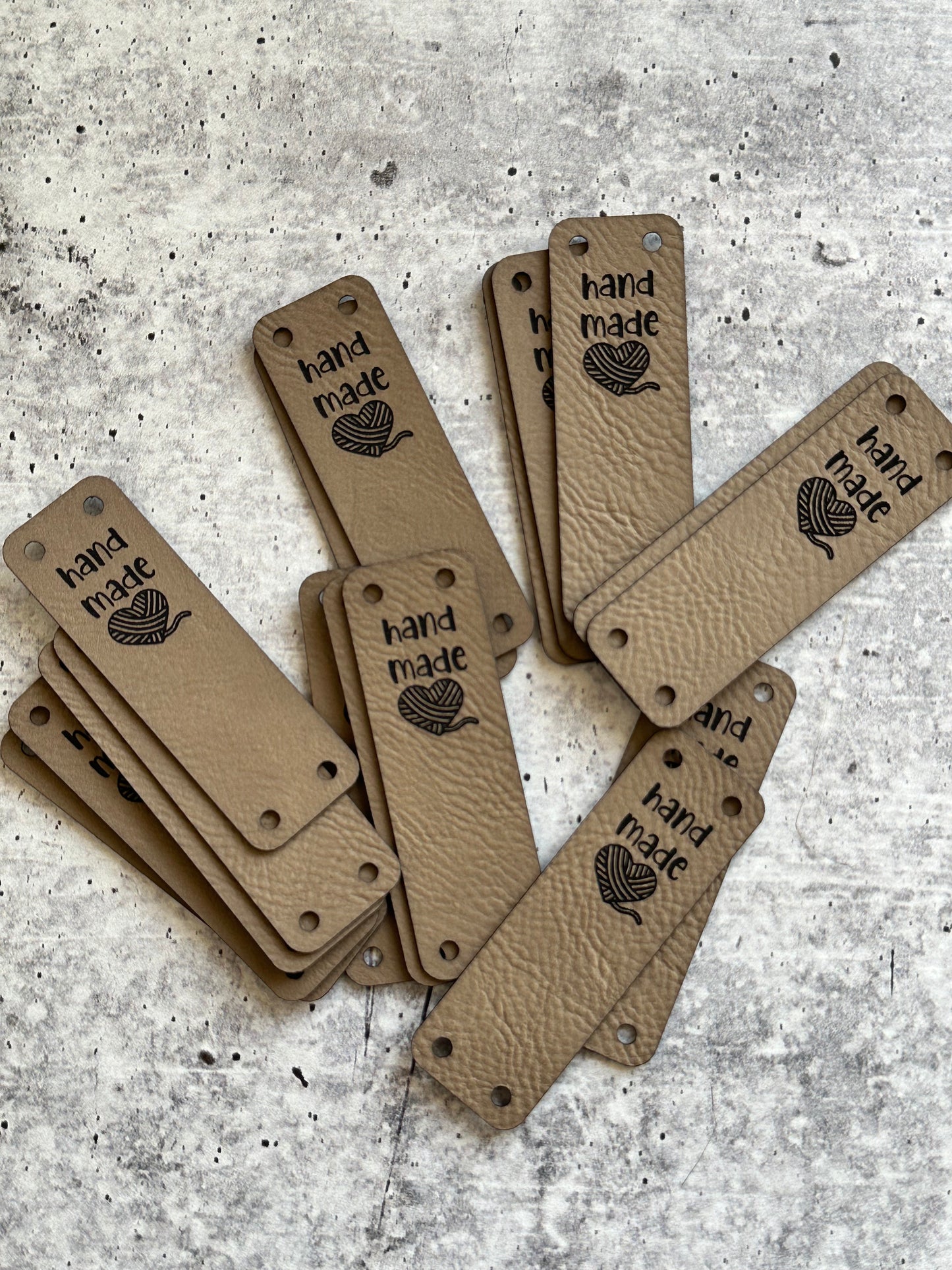 Wooden Button & Leather Tag
