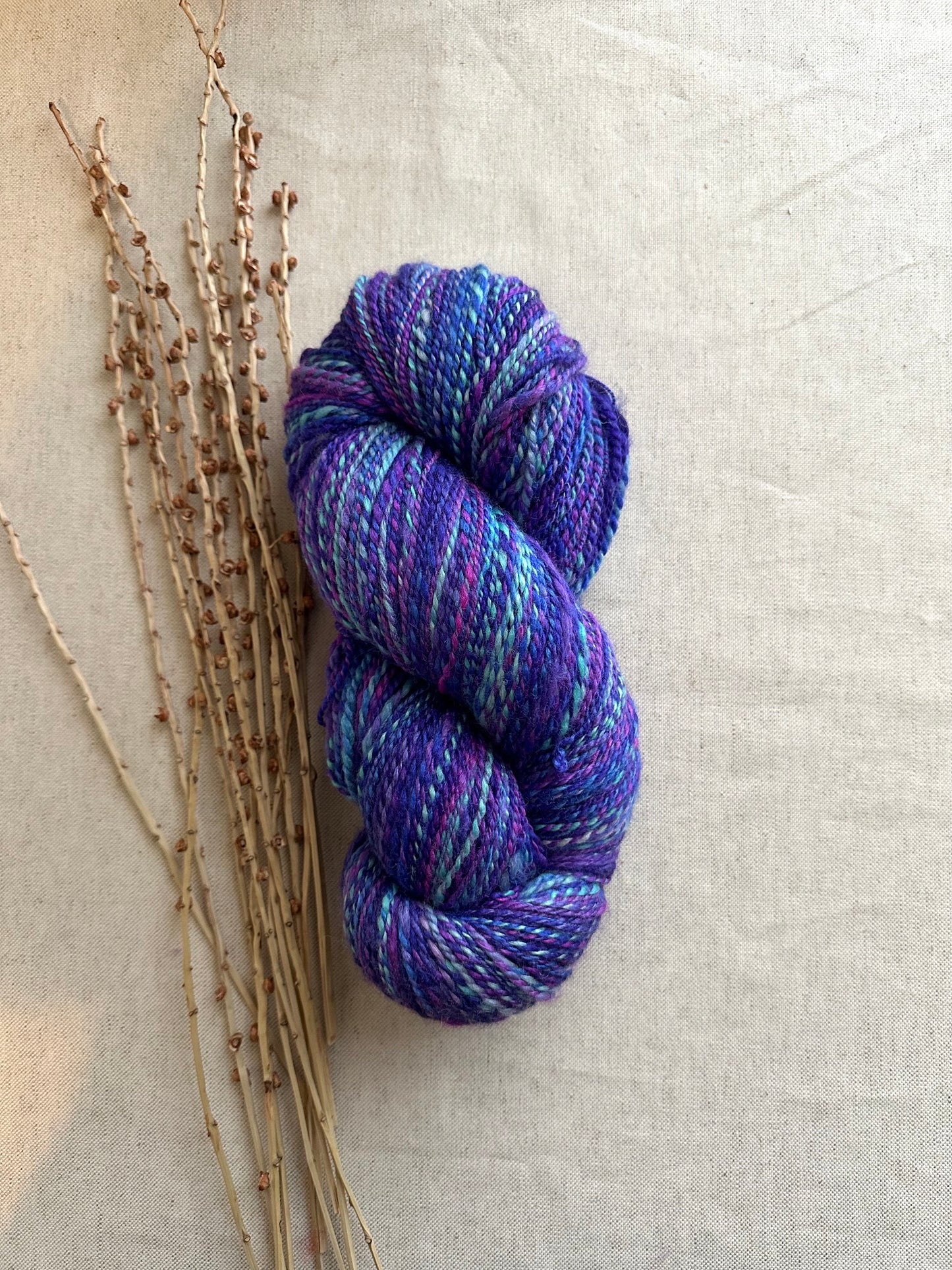 Purple Aqua Magenta Hand Spun