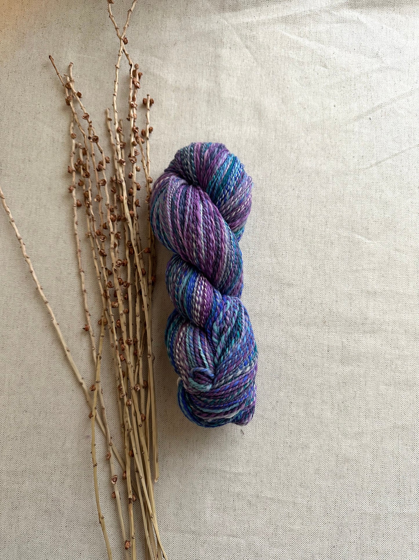Purple Aqua Blue Hand Spun