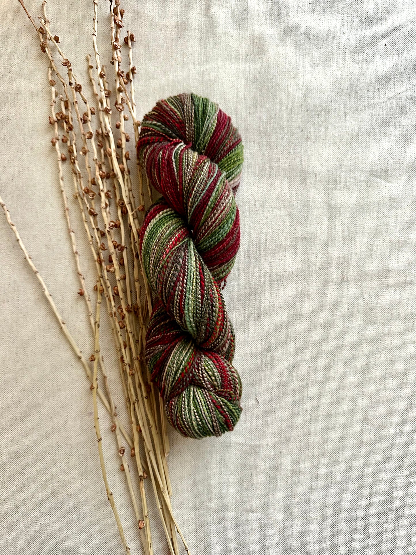 Red Green Brown Hand Spun