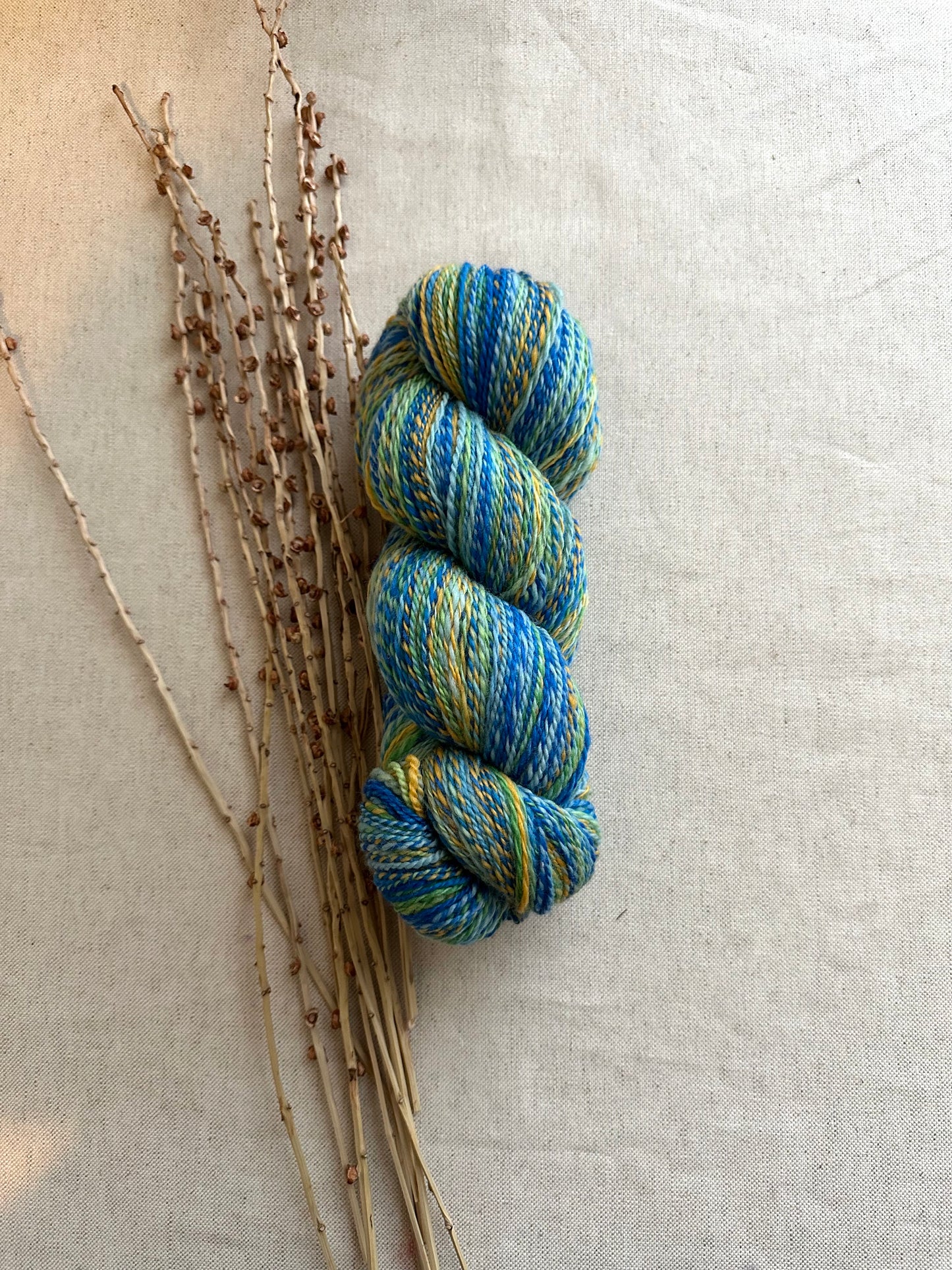 Blue Green Yellow Hand Spun