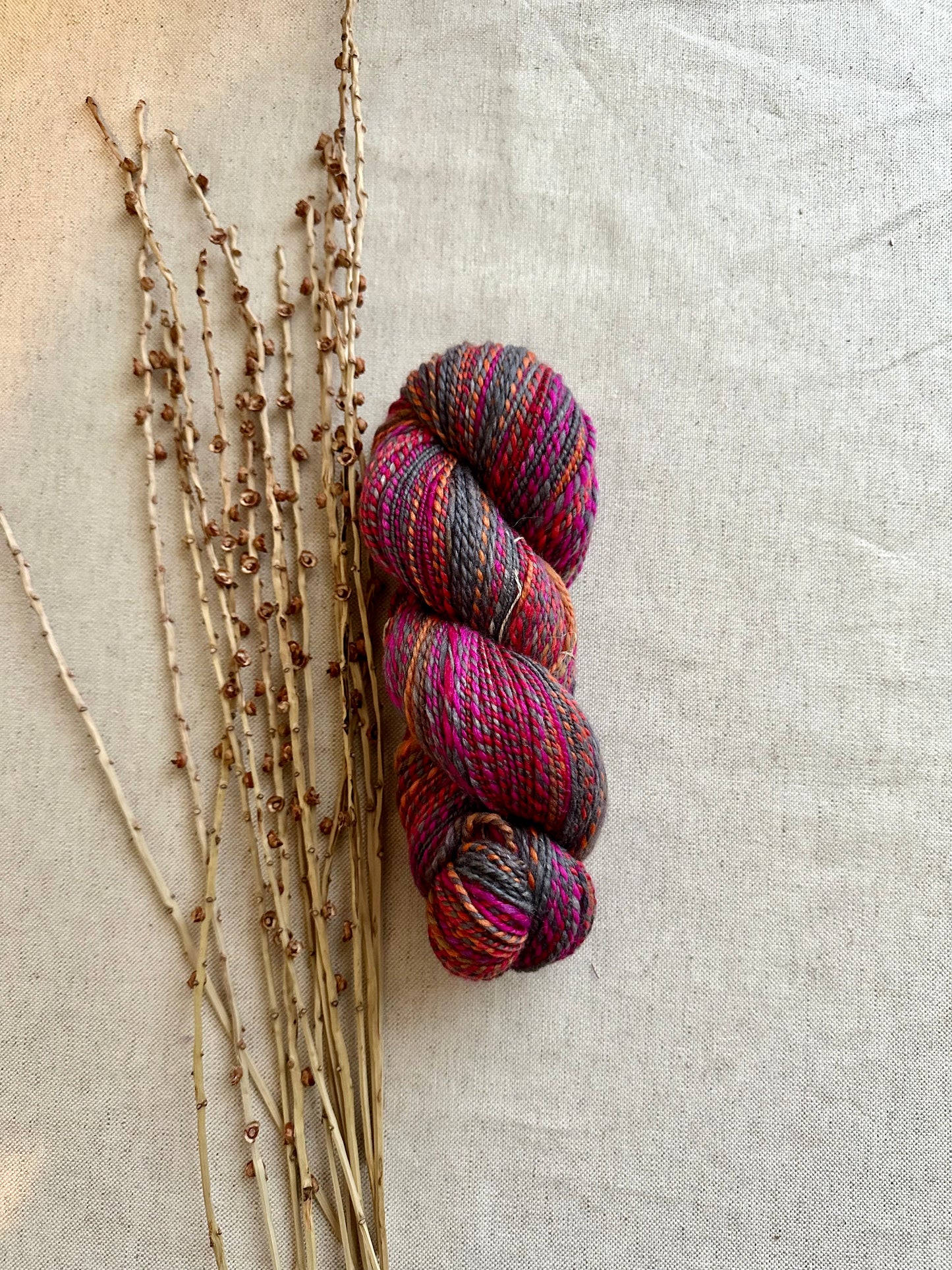 Magenta Orange Gray Hand Spun