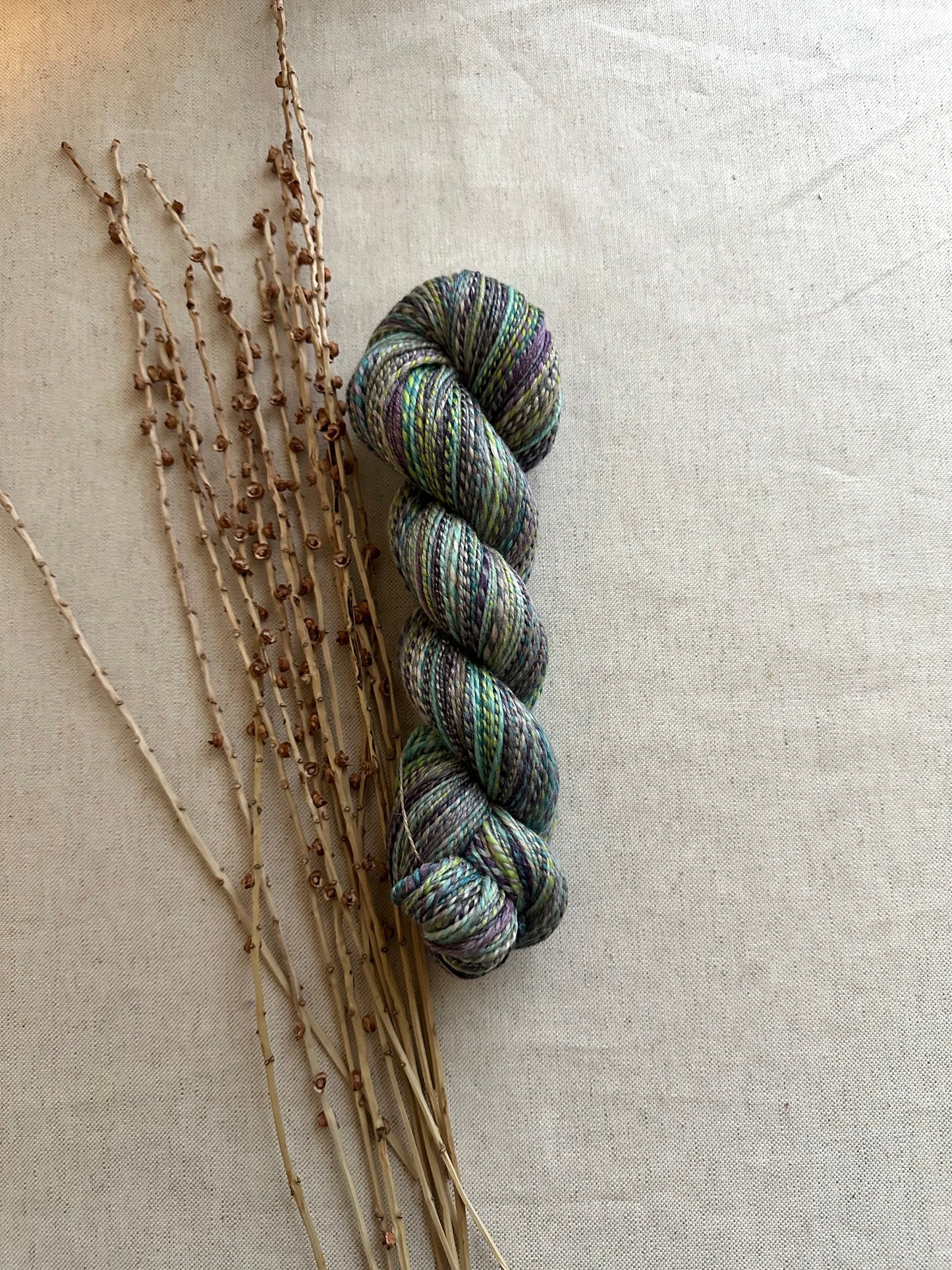 Blue Green Lavender Hand Spun