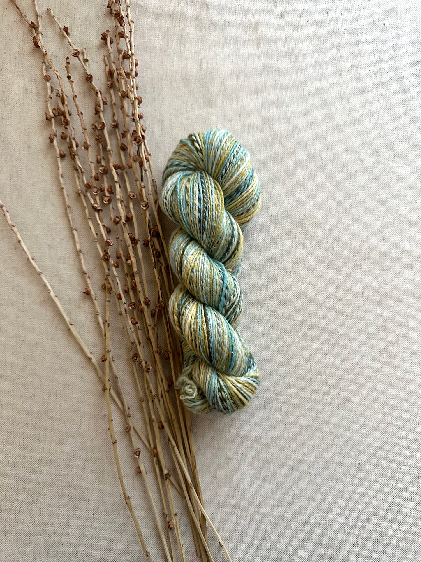 Green Blue Yellow Turquoise Hand Spun