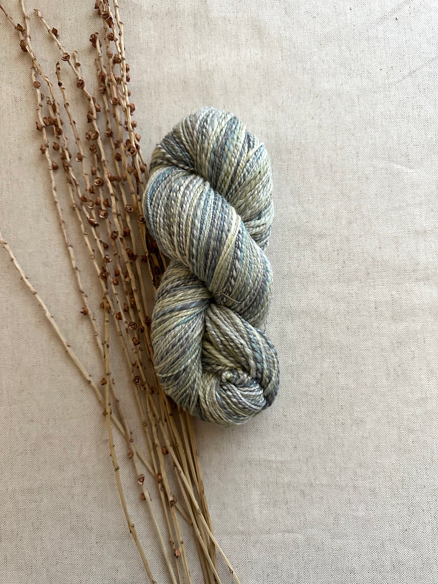 Green Gray Teal Hand Spun