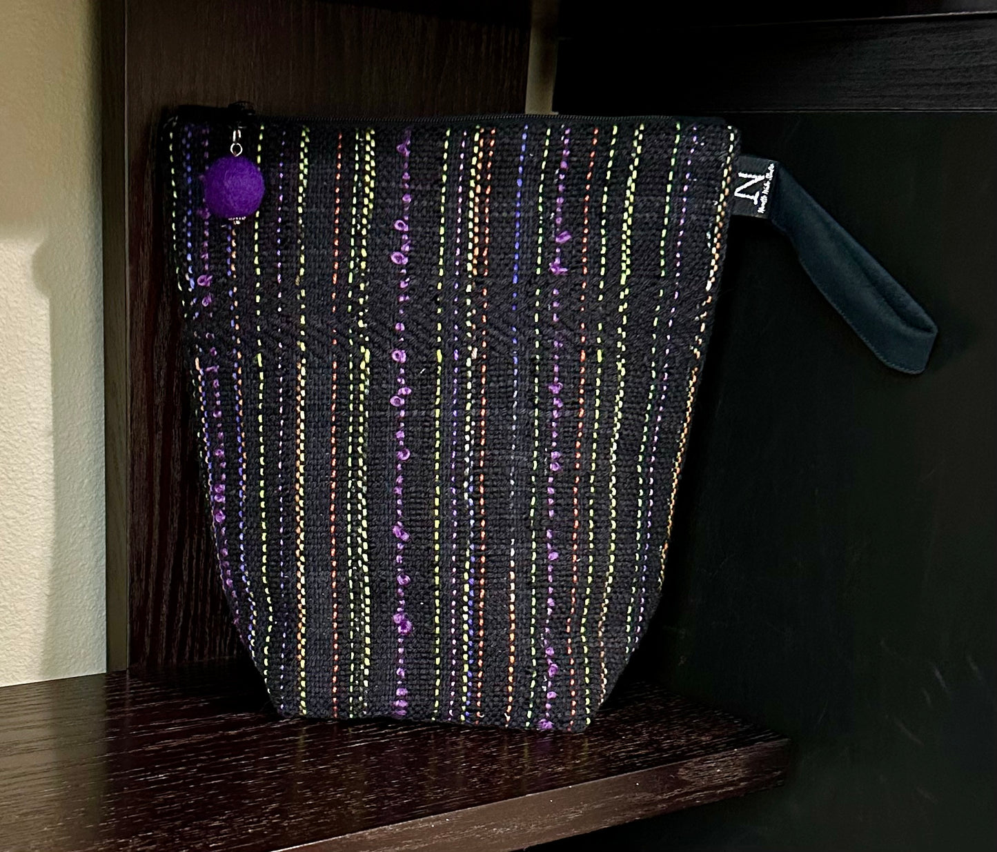 Black With Stripes Handwoven Project Bag
