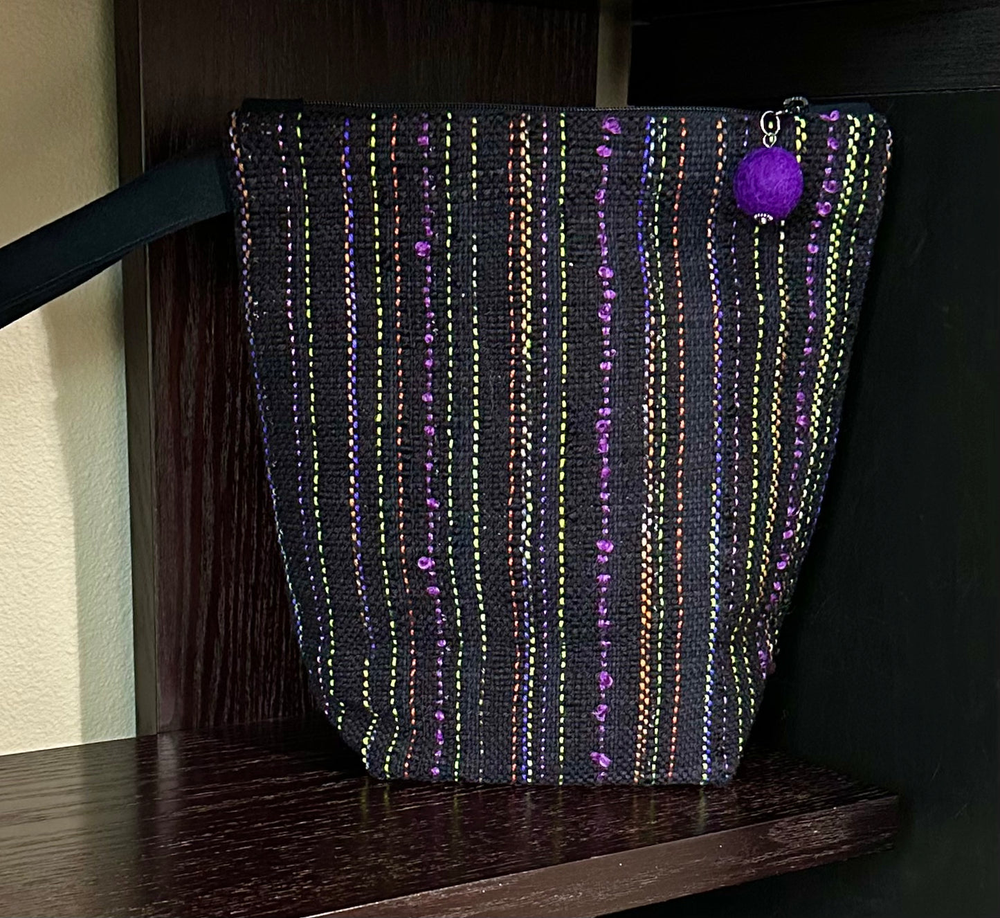 Black With Stripes Handwoven Project Bag