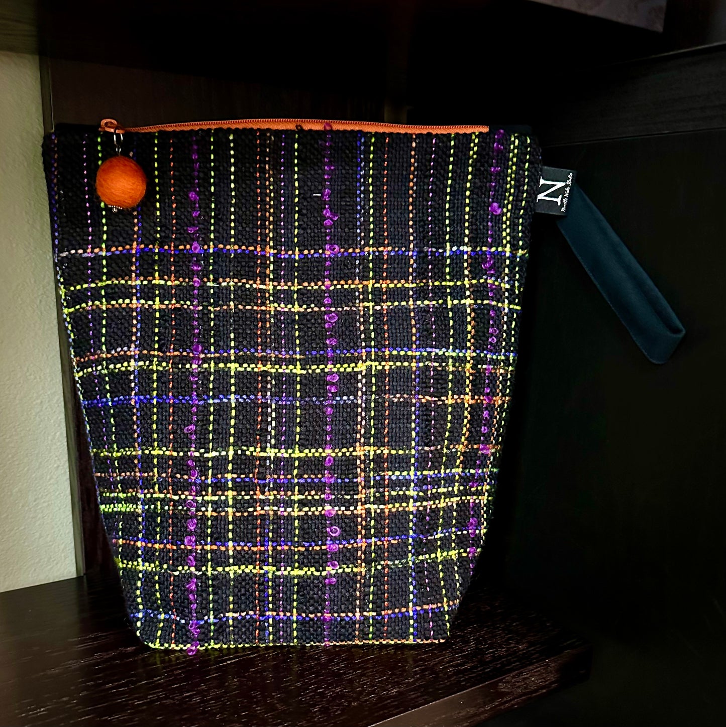 Black With Stripes Handwoven Project Bag