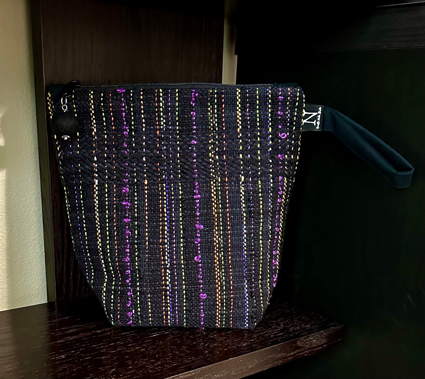 Black Striped Handwoven Project Bag