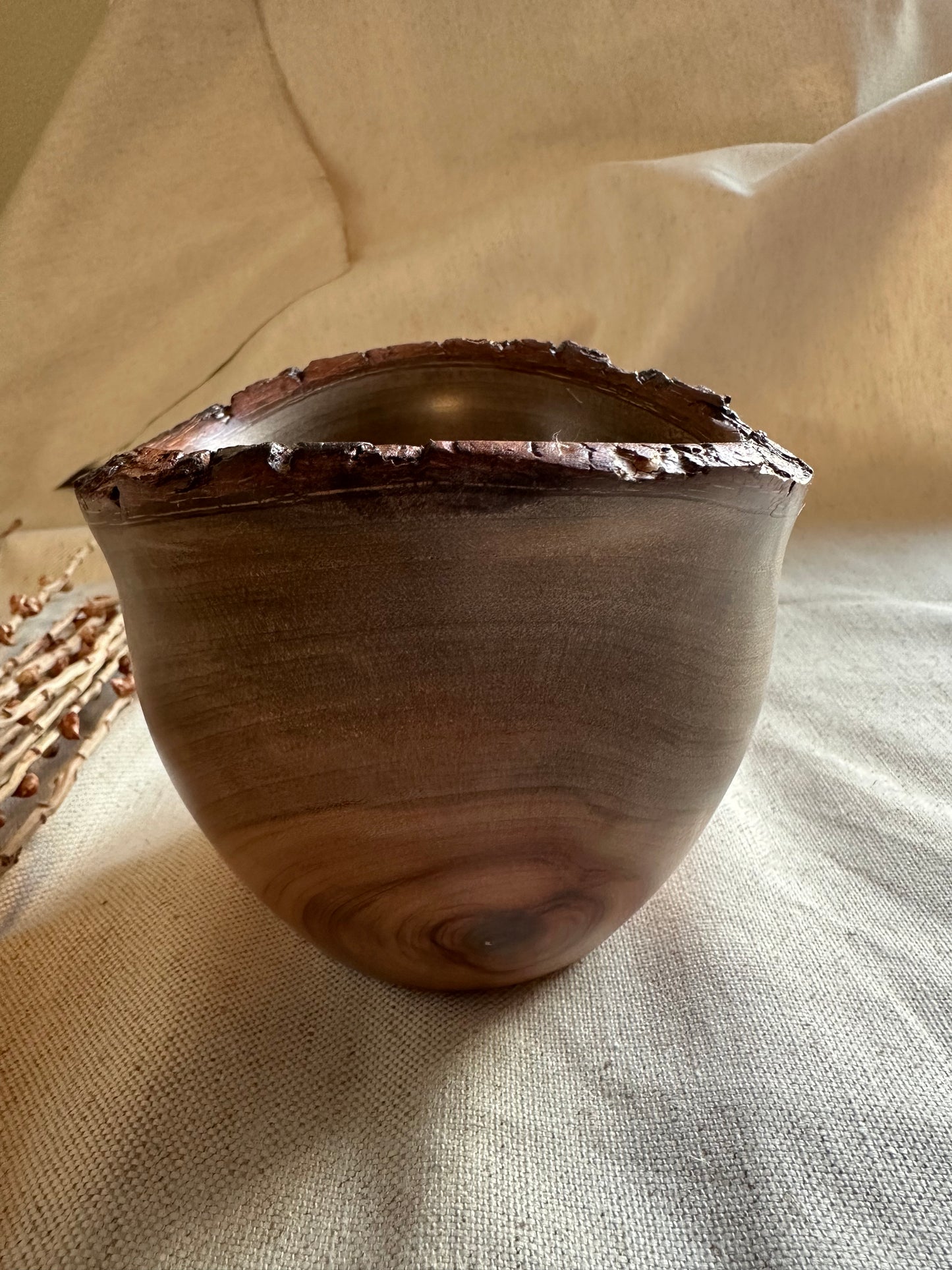 Camphor Hand Turned Bowl with Live Edge