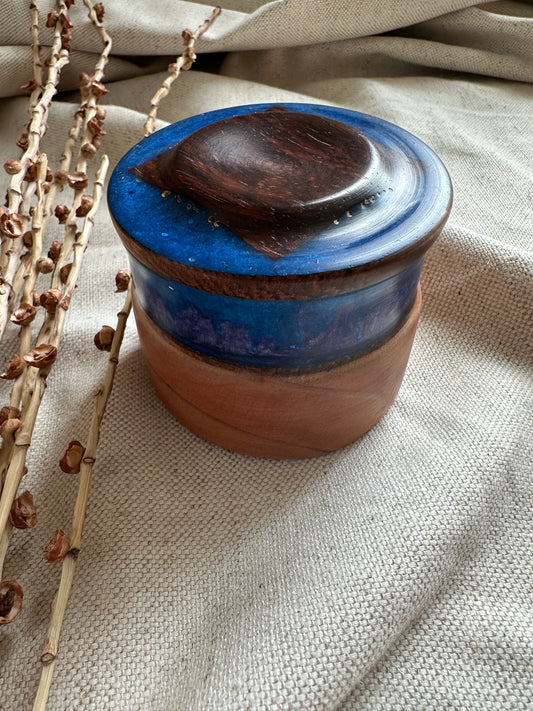 Walnut with Blue Resin Support Spindle Bowl