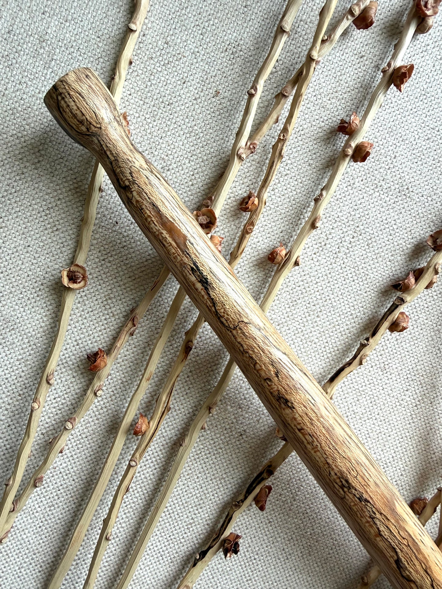 Spalted Jatoba With Dark Pink Resin Support Spindle