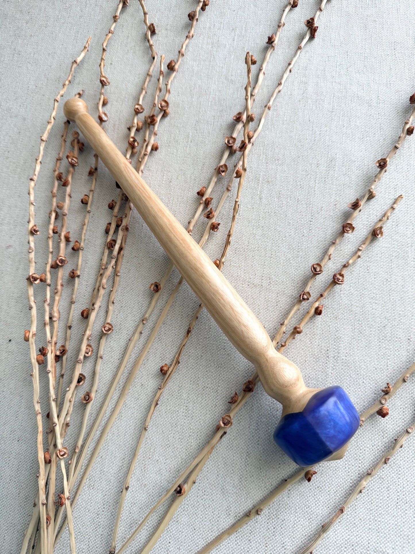 White Ash With Periwinkle Resin Support Spindle