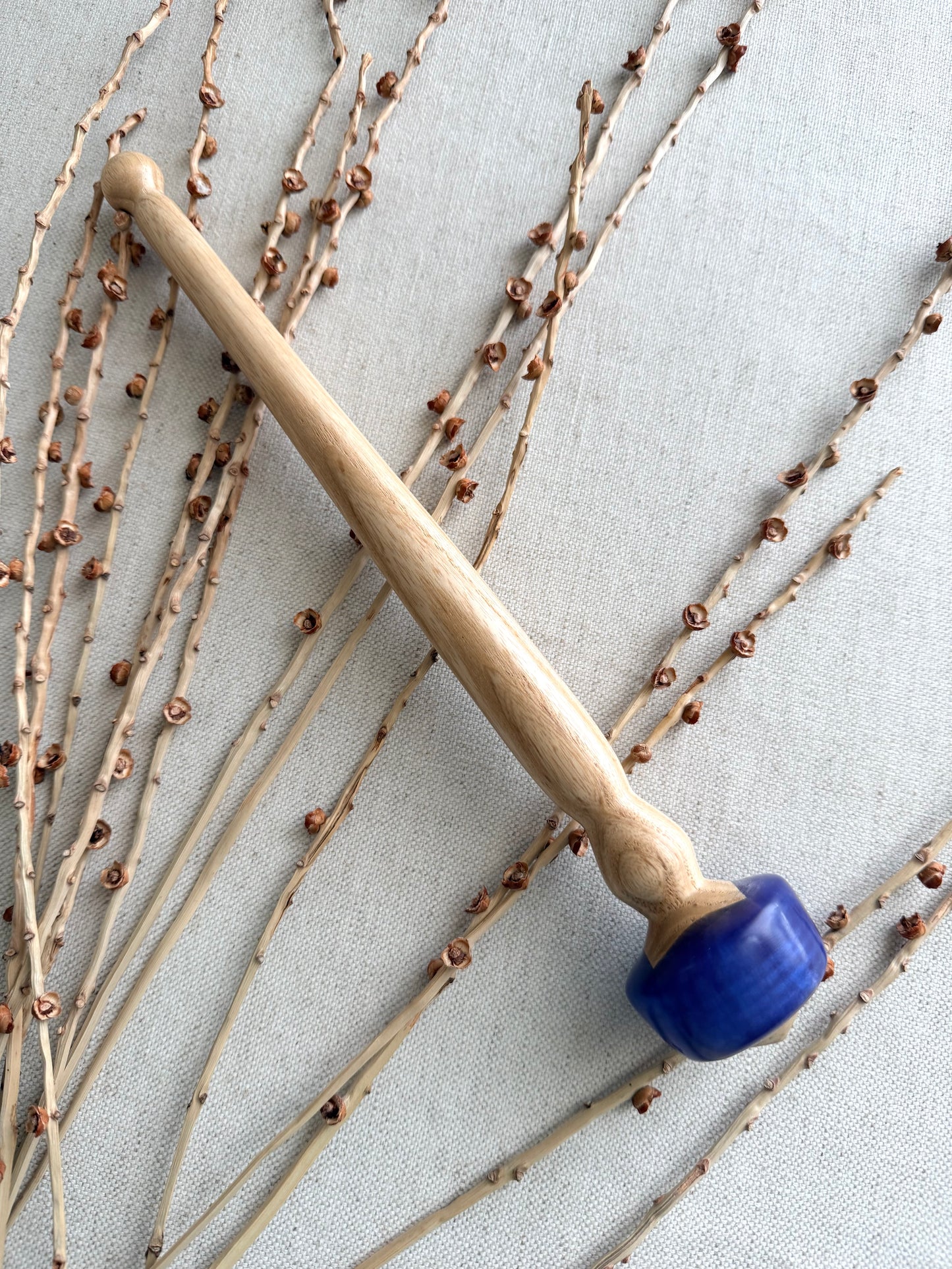 White Ash With Periwinkle Resin Support Spindle