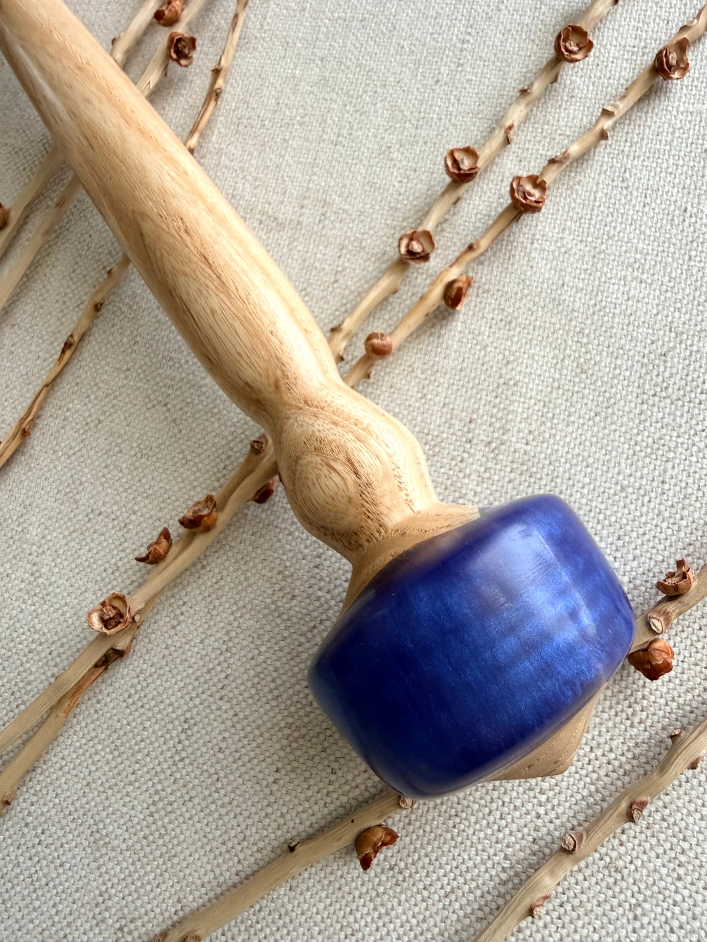 White Ash With Periwinkle Resin Support Spindle