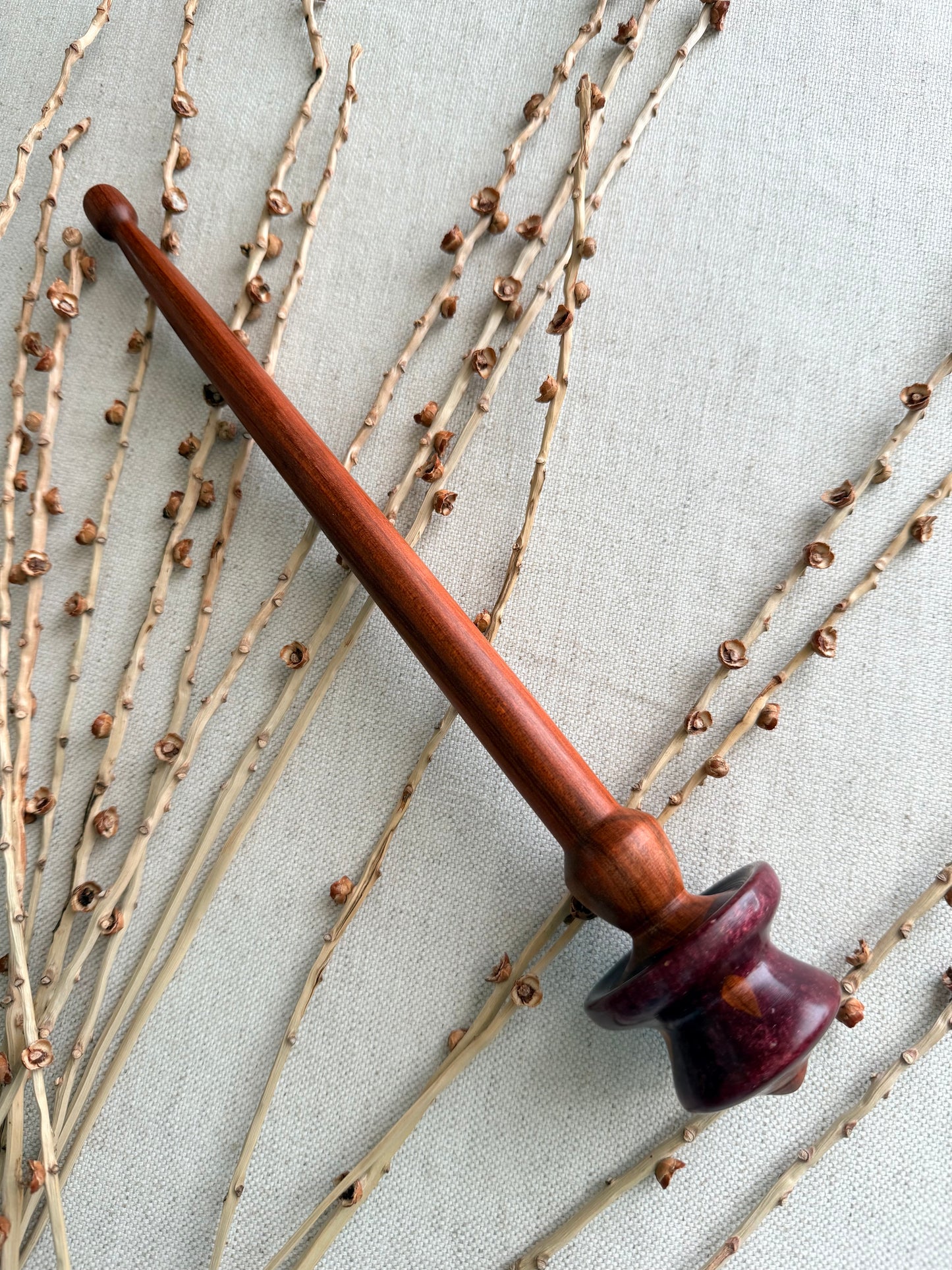 Red Heart With Burgundy Resin Support Spindle