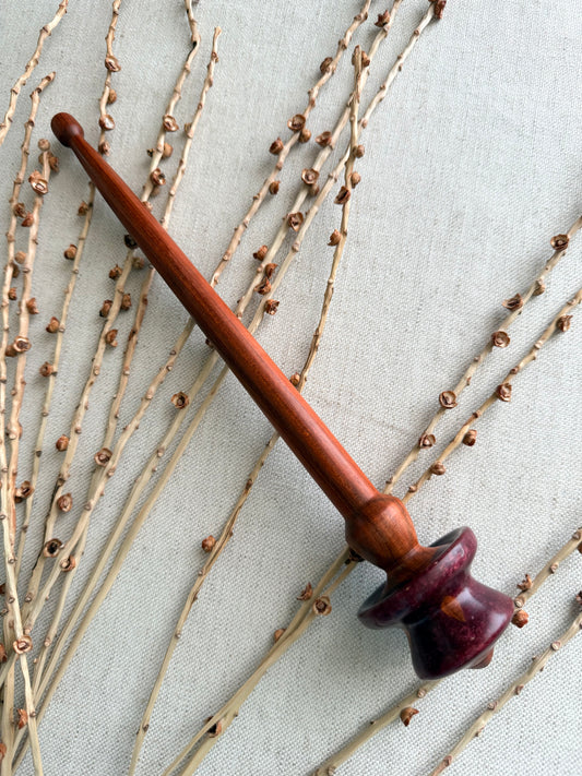 Red Heart With Burgundy Resin Support Spindle